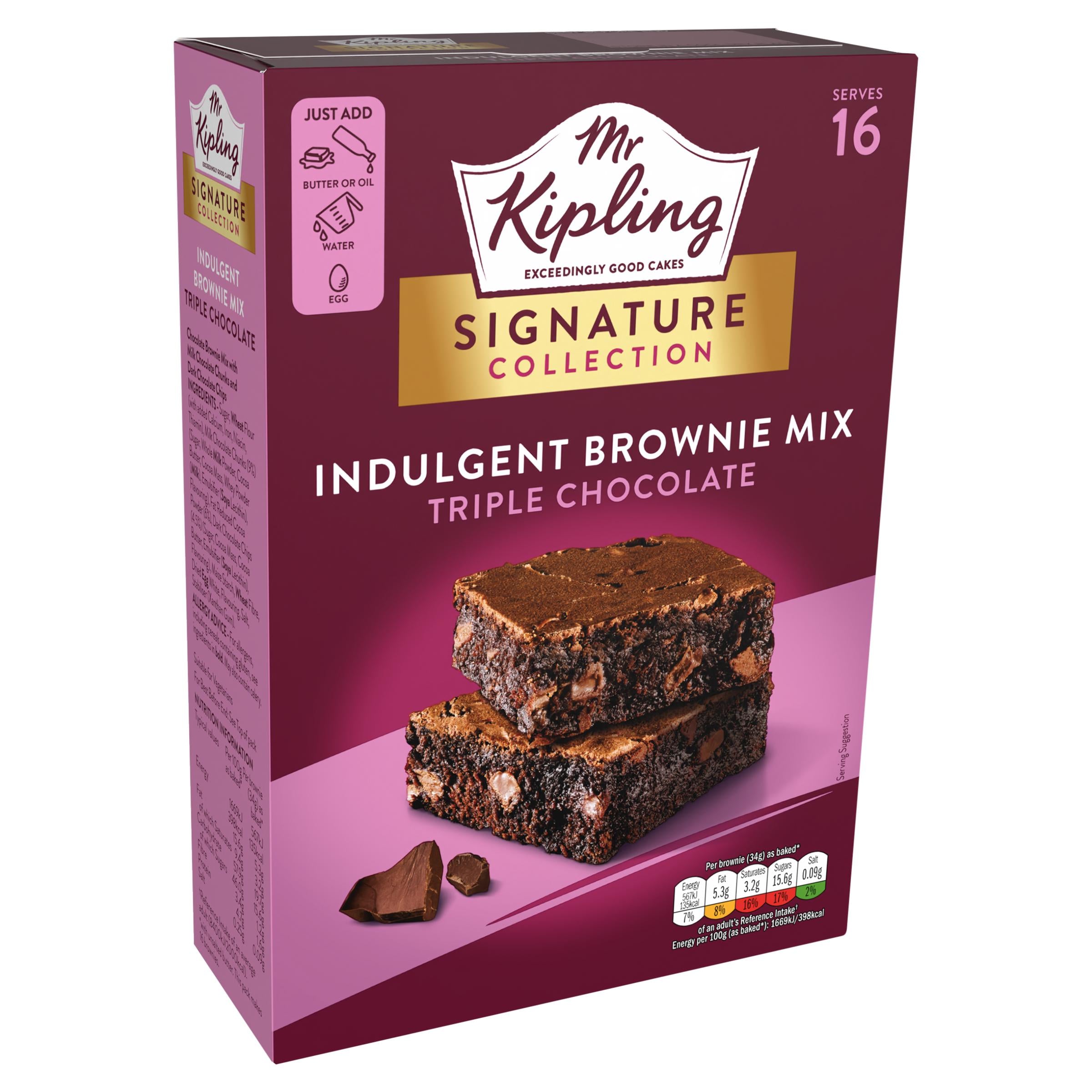 Mr Kipling triple chocolate brownie cake mix 379g - British product