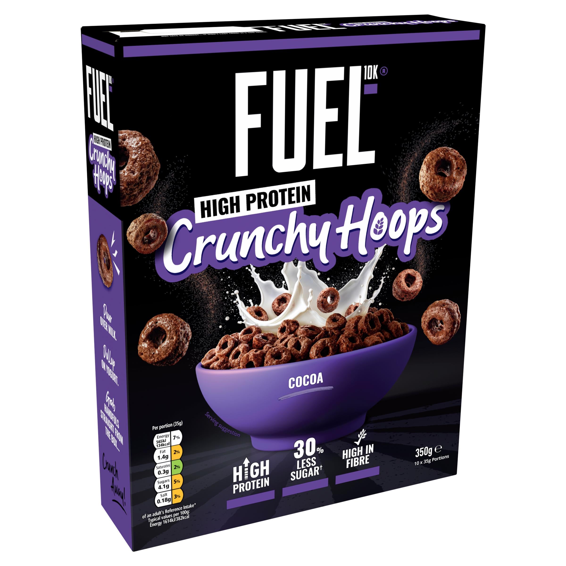 FUEL10K Chocolate Multigrain Hoops Cereal 350g - British product