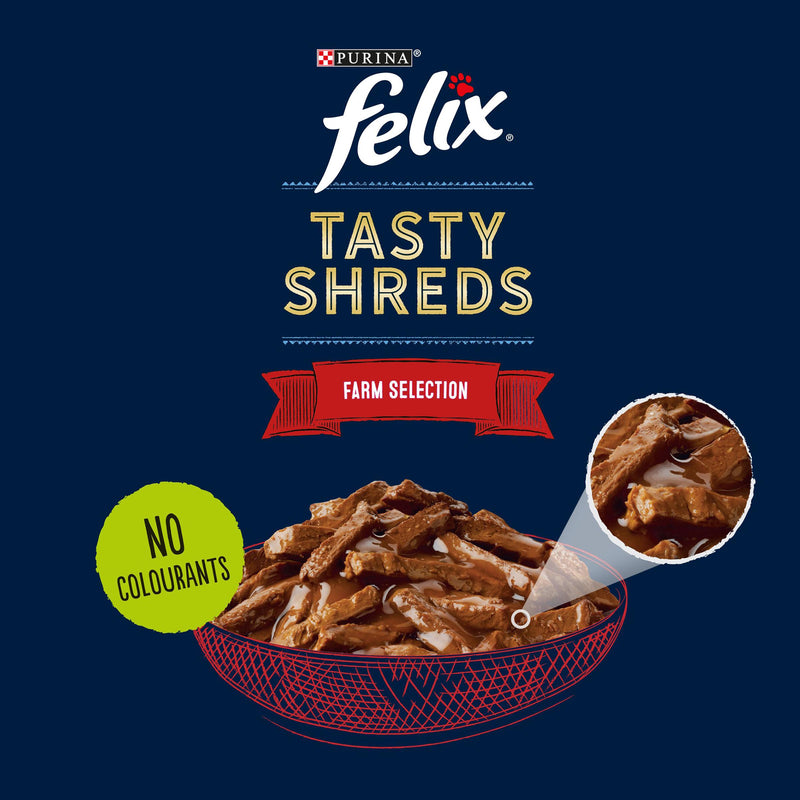 Felix wet cat food Tasty Shreds in Gravy 12x80g - British product