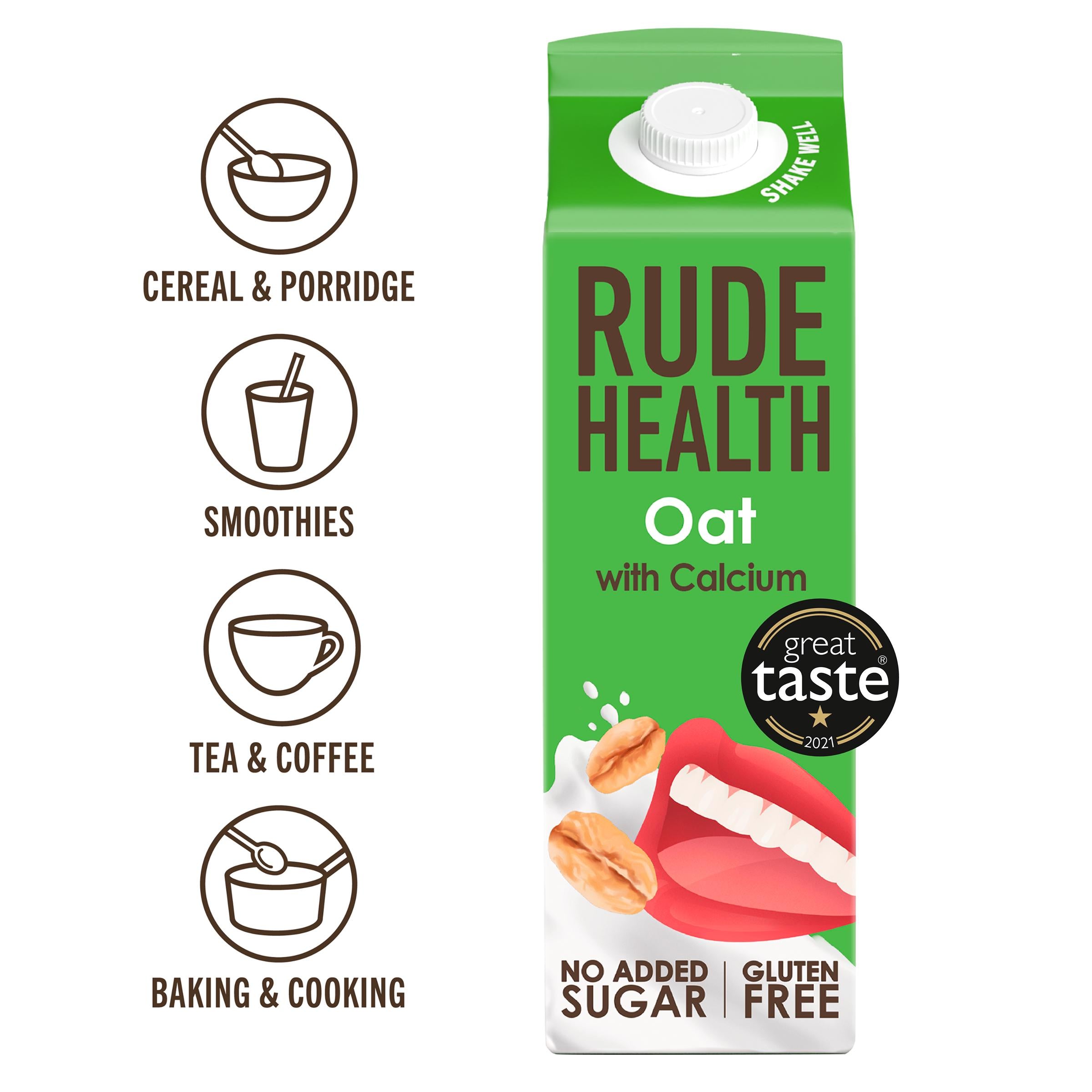 Rude Health oat drink with calcium 1L, imported from the UK