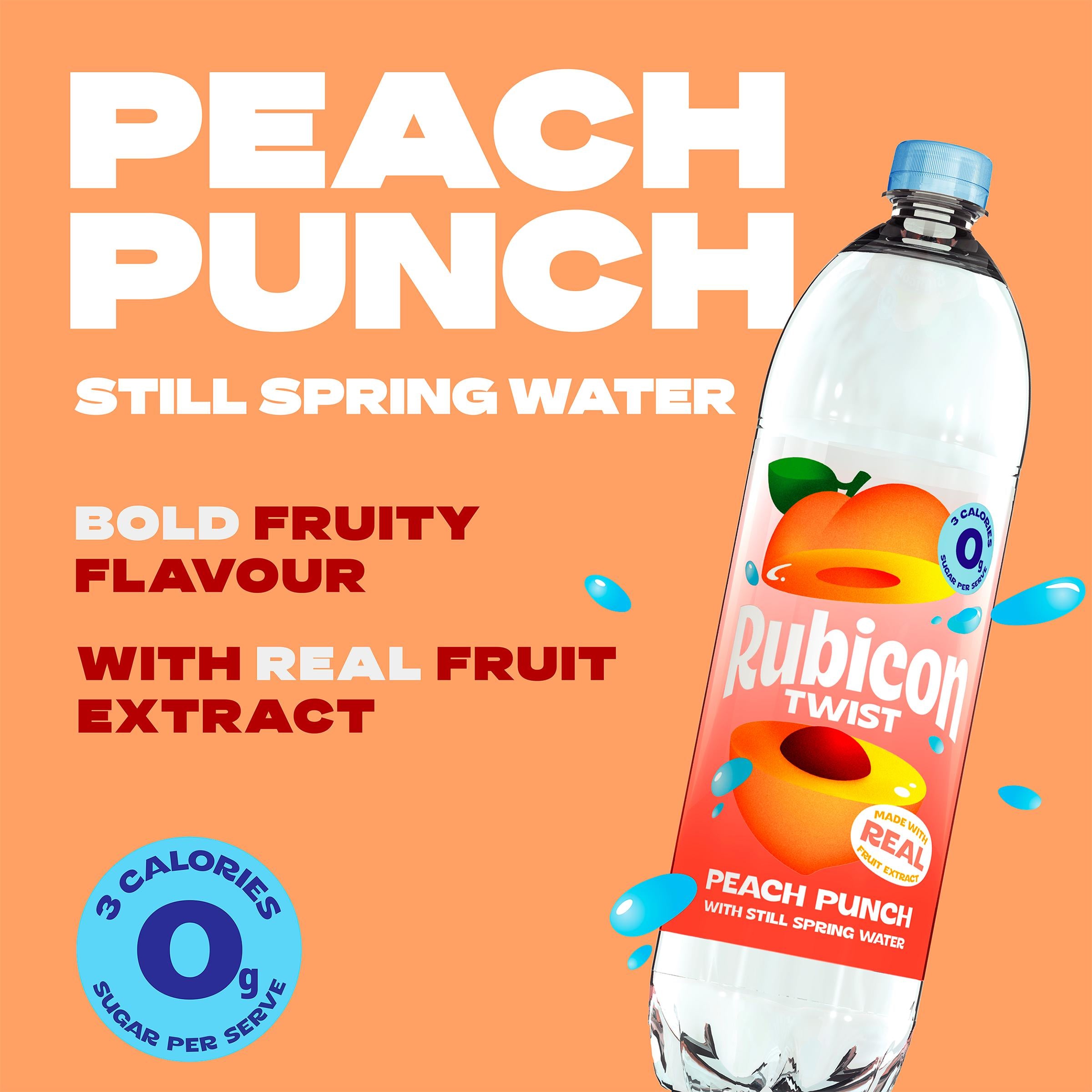 Rubicon flavoured spring water Peach Punch 1.5L, UK version