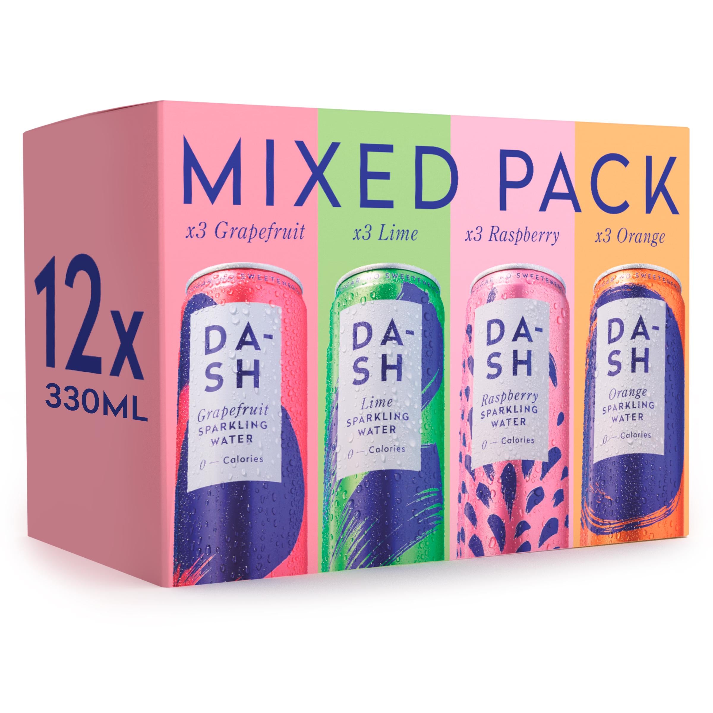 Dash Sparkling Water Mixed Pack 12 x 330ml - British product