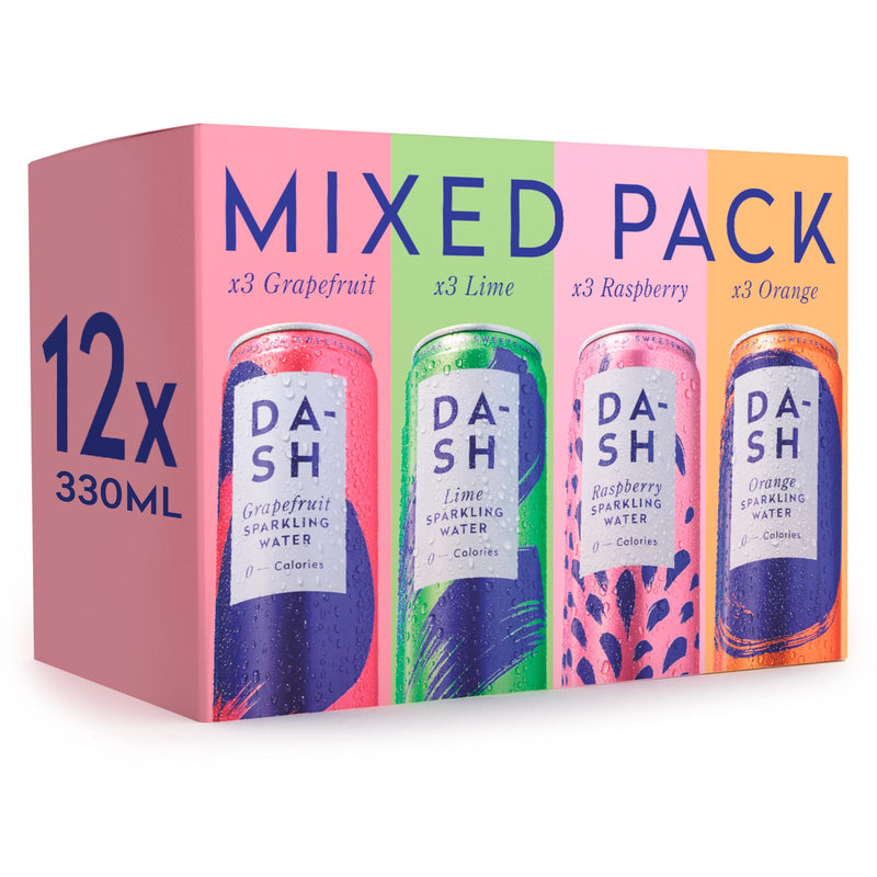 Dash Sparkling Water Mixed Pack 12 x 330ml - British product