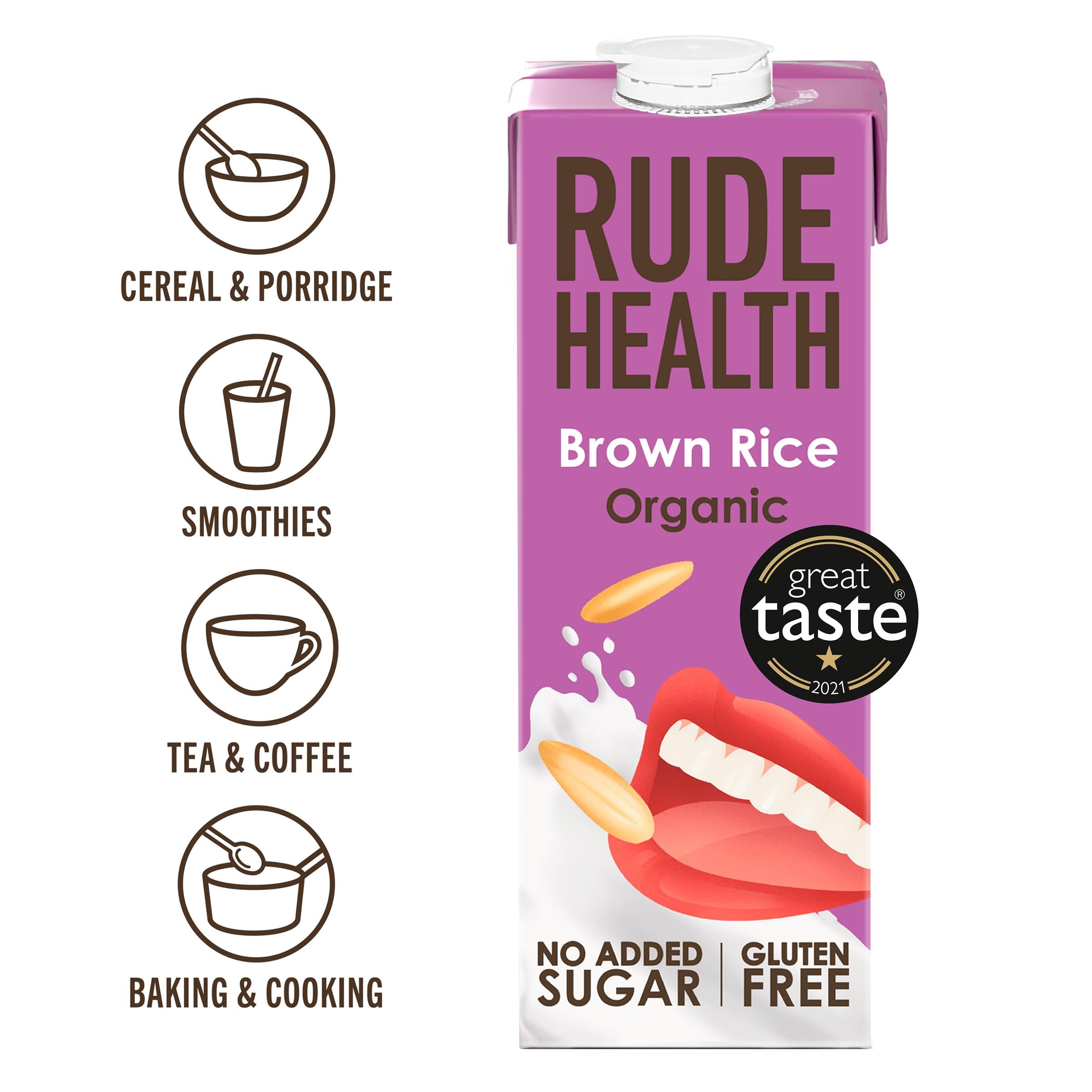 Rude Health organic brown rice drink 1L, imported from the UK