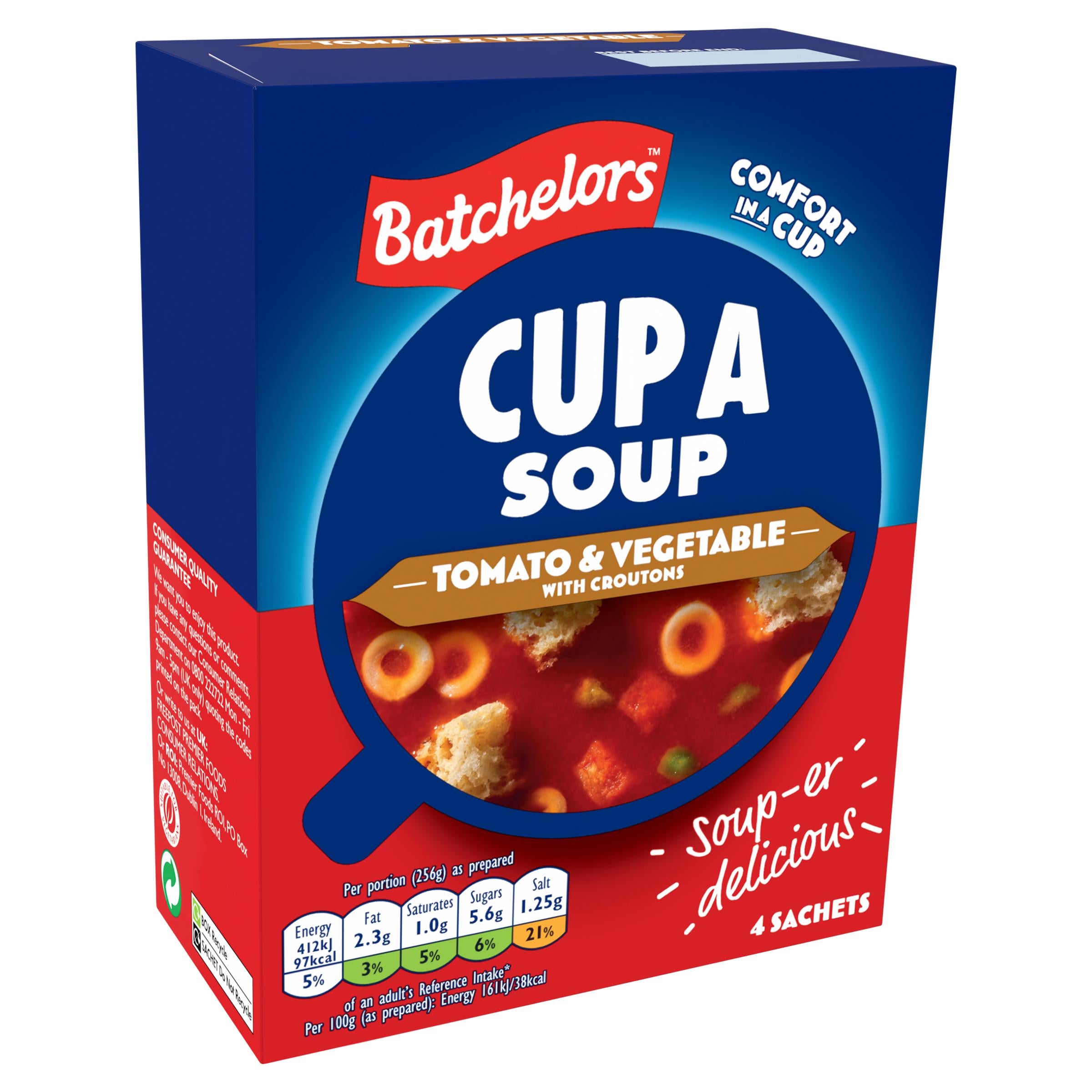 Batchelors Cup a Soup Tomato & Vegetable with Croutons 104g, imported from the UK
