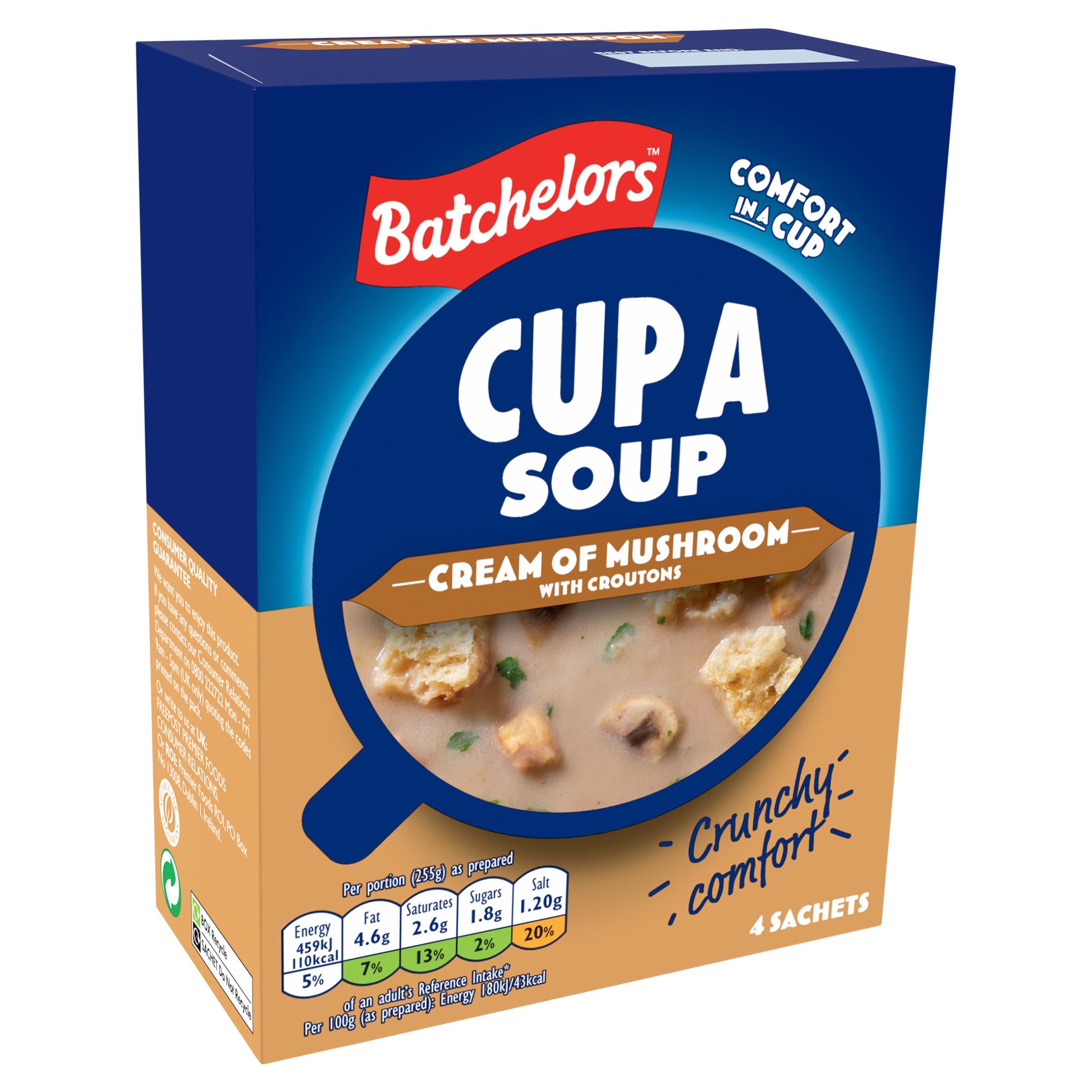 Batchelors Cup a Soup Cream of Mushroom 99g, imported from the UK
