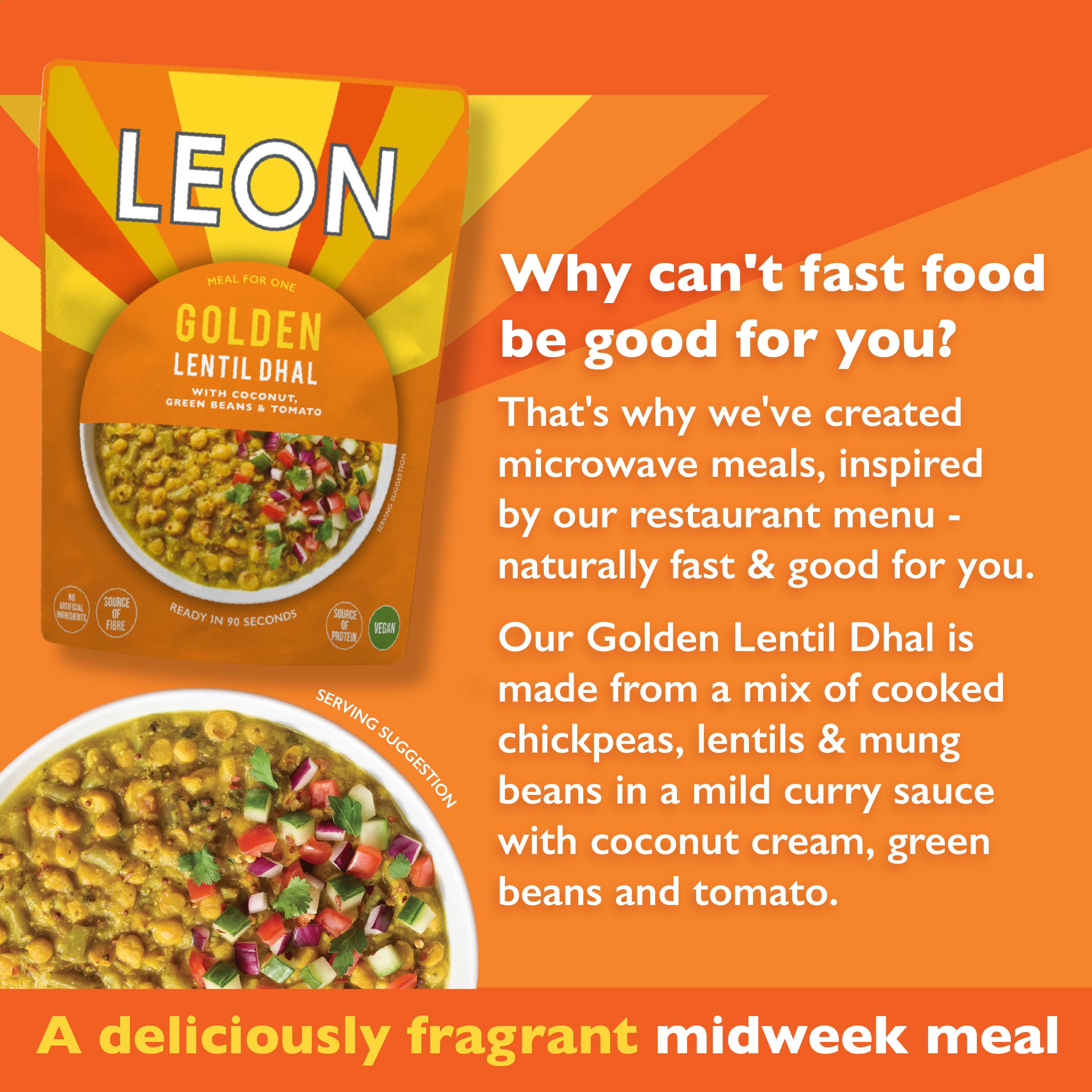 LEON golden lentil dhal 250g, imported from the UK