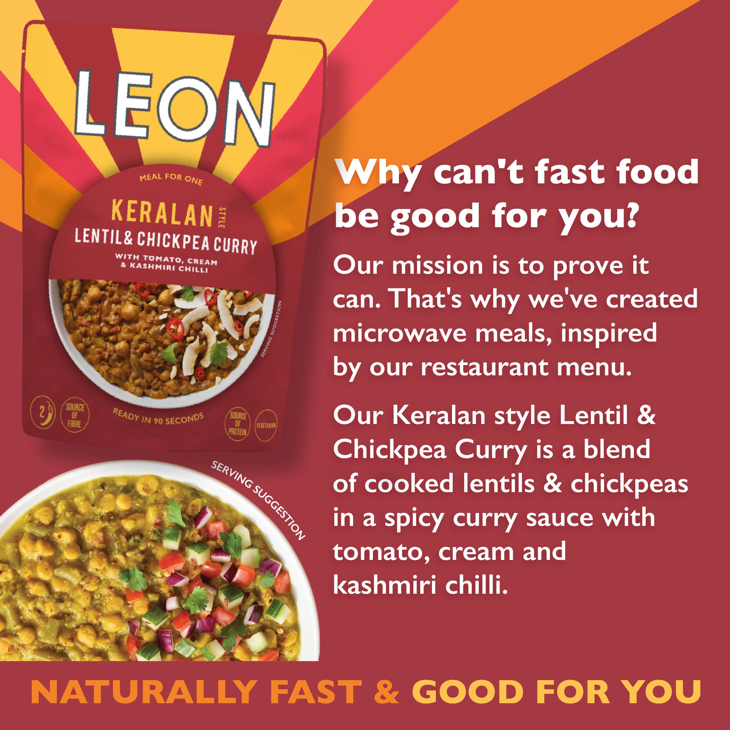 Leon Keralan Style Lentil & Chickpea Curry 250g, imported from the UK