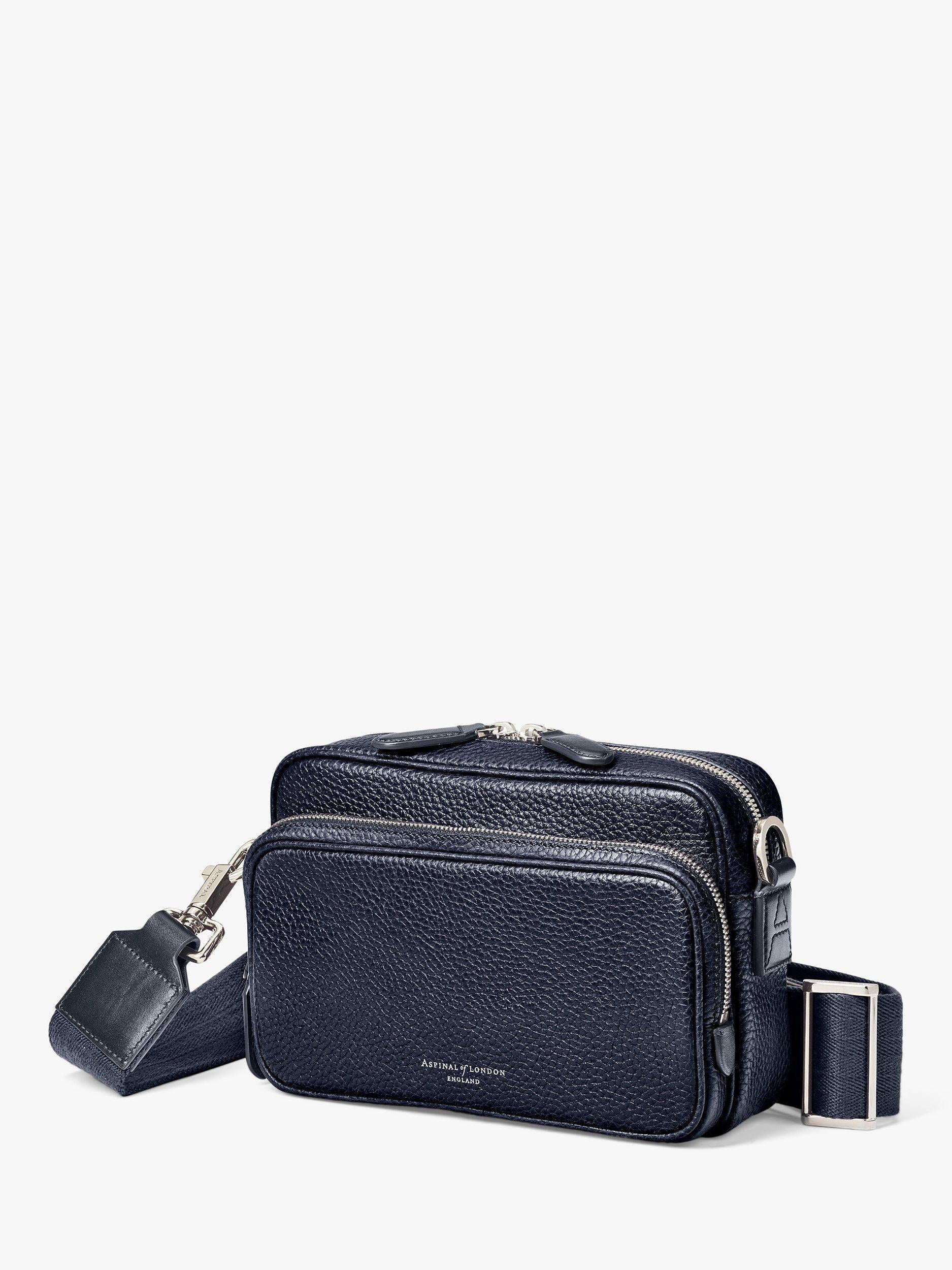Aspinal of London East West pebble leather messenger bag (British brand)