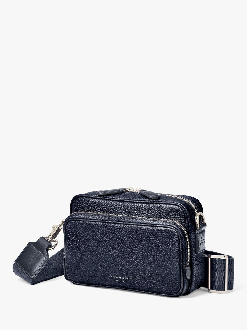 Aspinal of London East West pebble leather messenger bag (British brand)