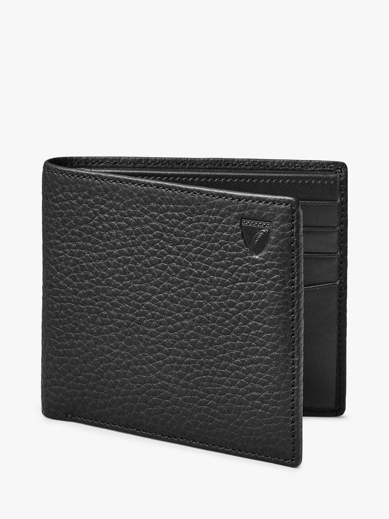 Aspinal of London 8-card billfold wallet pebble leather (British brand)