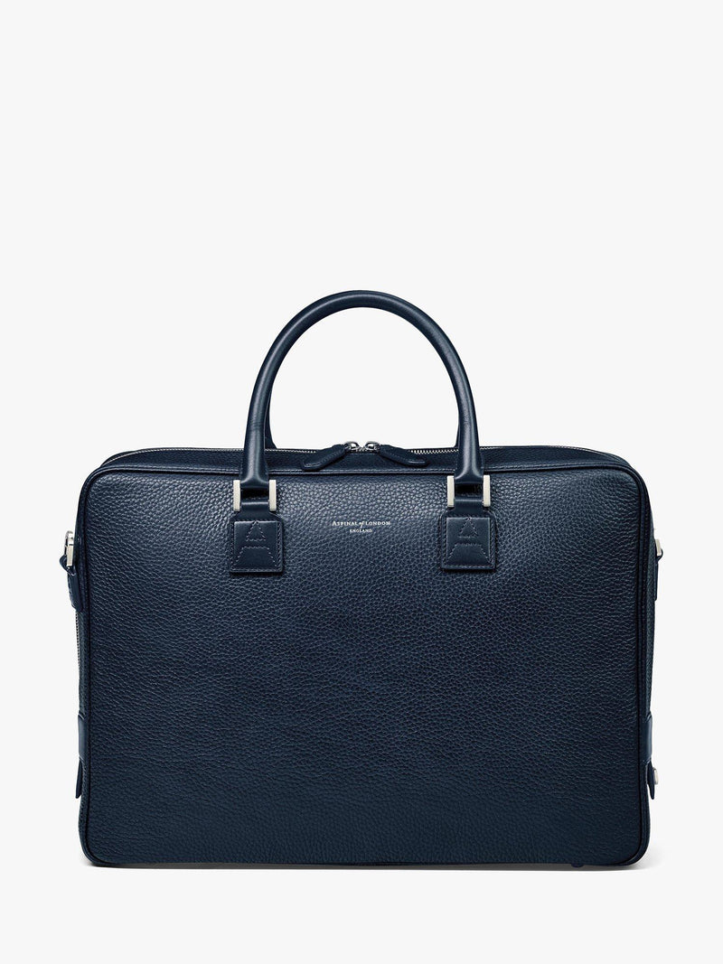 Aspinal of London small Mount Street pebble grain leather laptop bag, imported from the UK