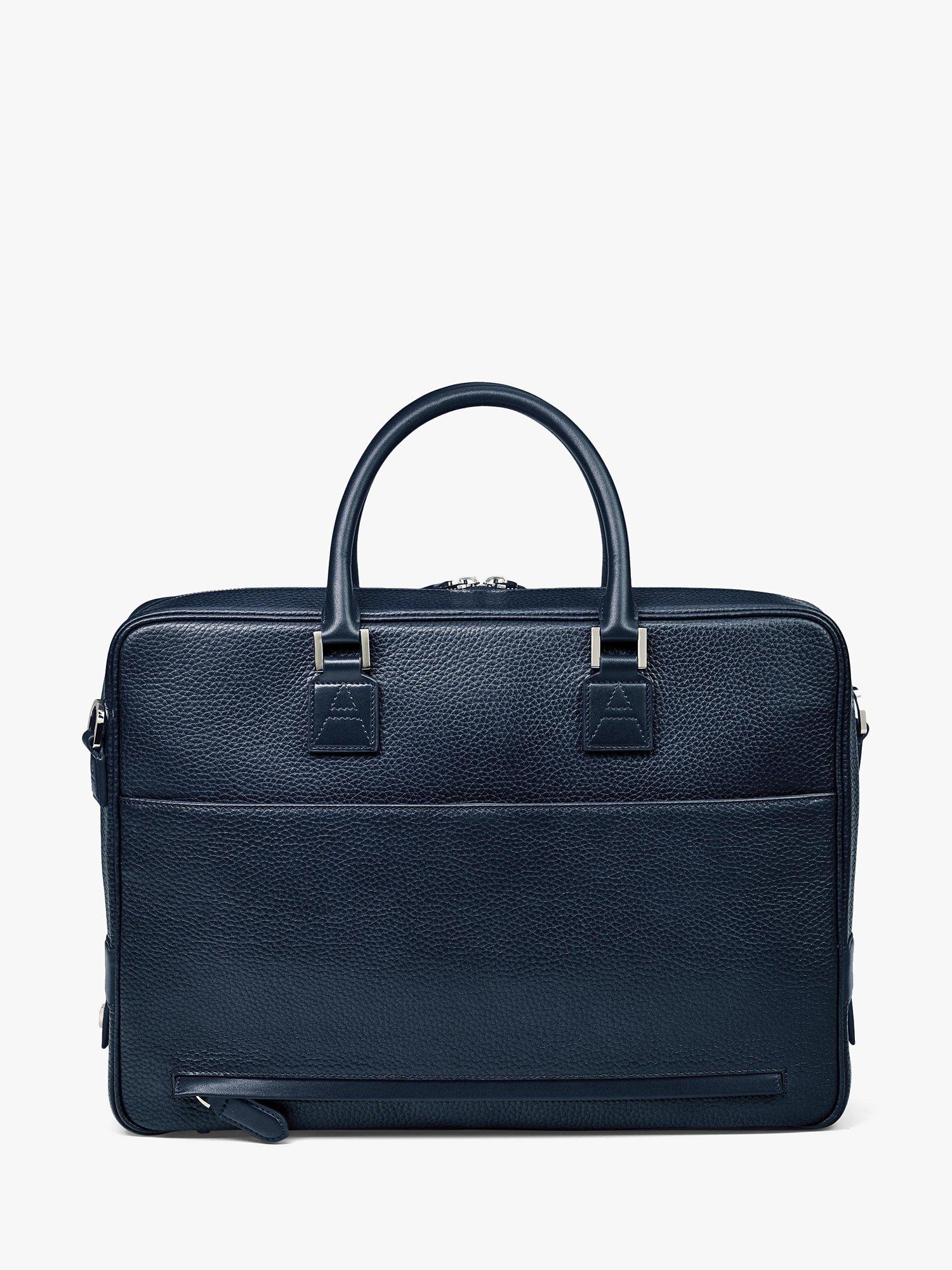 Aspinal of London small Mount Street pebble grain leather laptop bag, imported from the UK