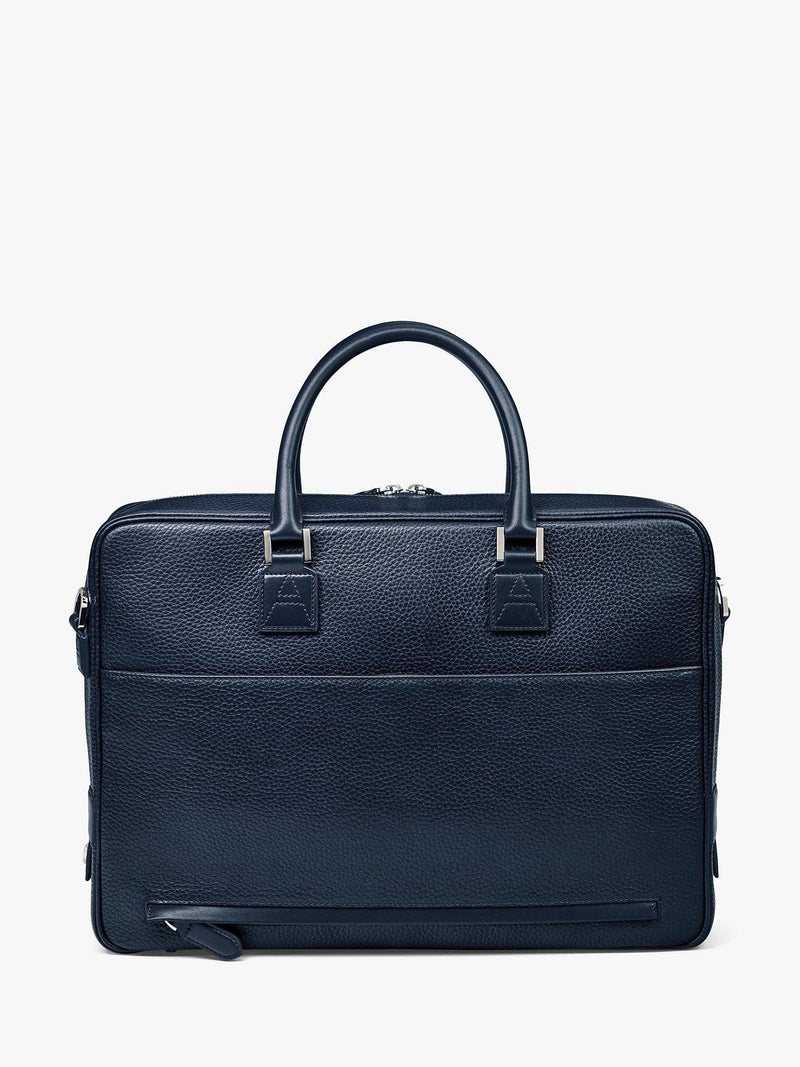 Aspinal of London small Mount Street pebble grain leather laptop bag, imported from the UK