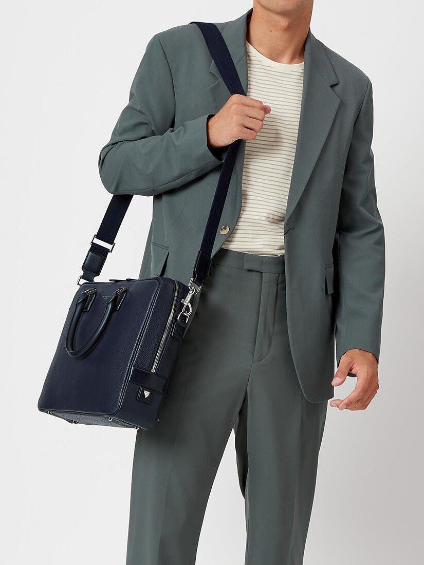 Aspinal of London small Mount Street pebble grain leather laptop bag, imported from the UK