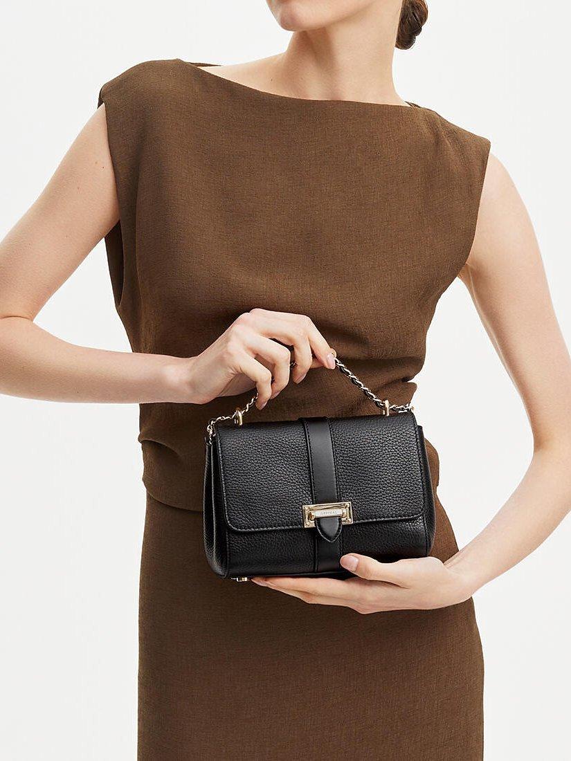 Aspinal of London Lottie small pebble leather shoulder bag, imported from the UK