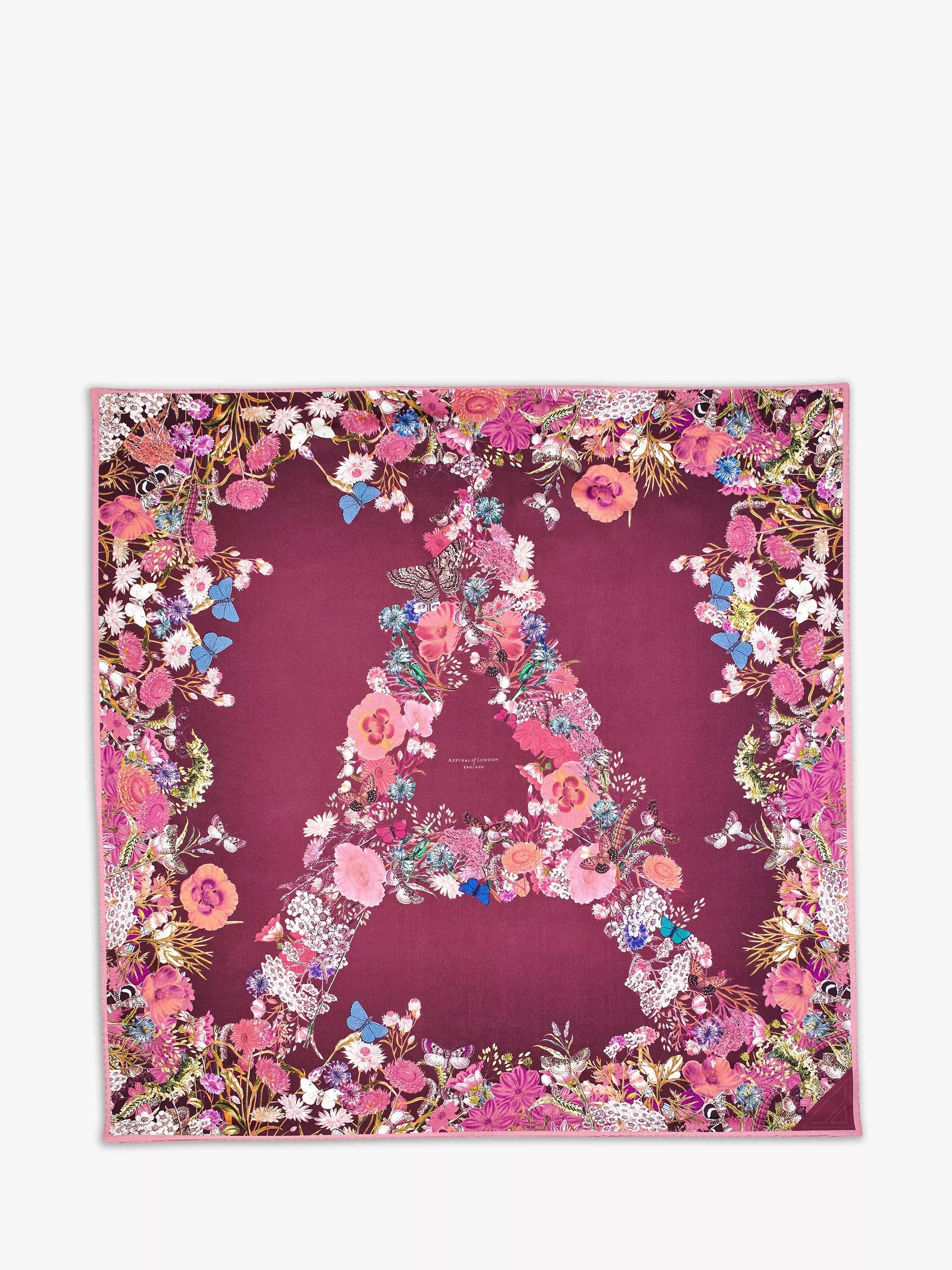 Aspinal of London floral silk square scarf 90cm, UK version