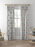 Scion Oxalis abstract leaf print curtains in pimento and marine, UK version