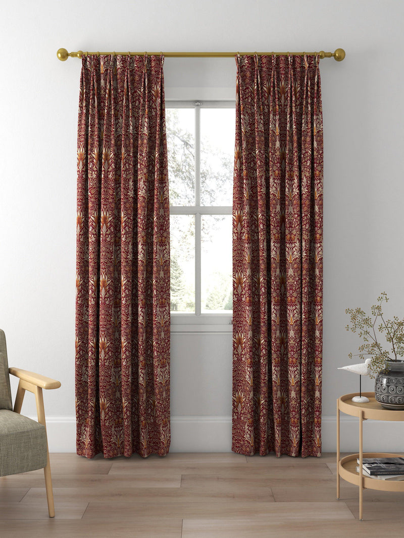 Morris & Co. Snakeshead curtains or roman blind claret/gold made to measure, imported from the UK