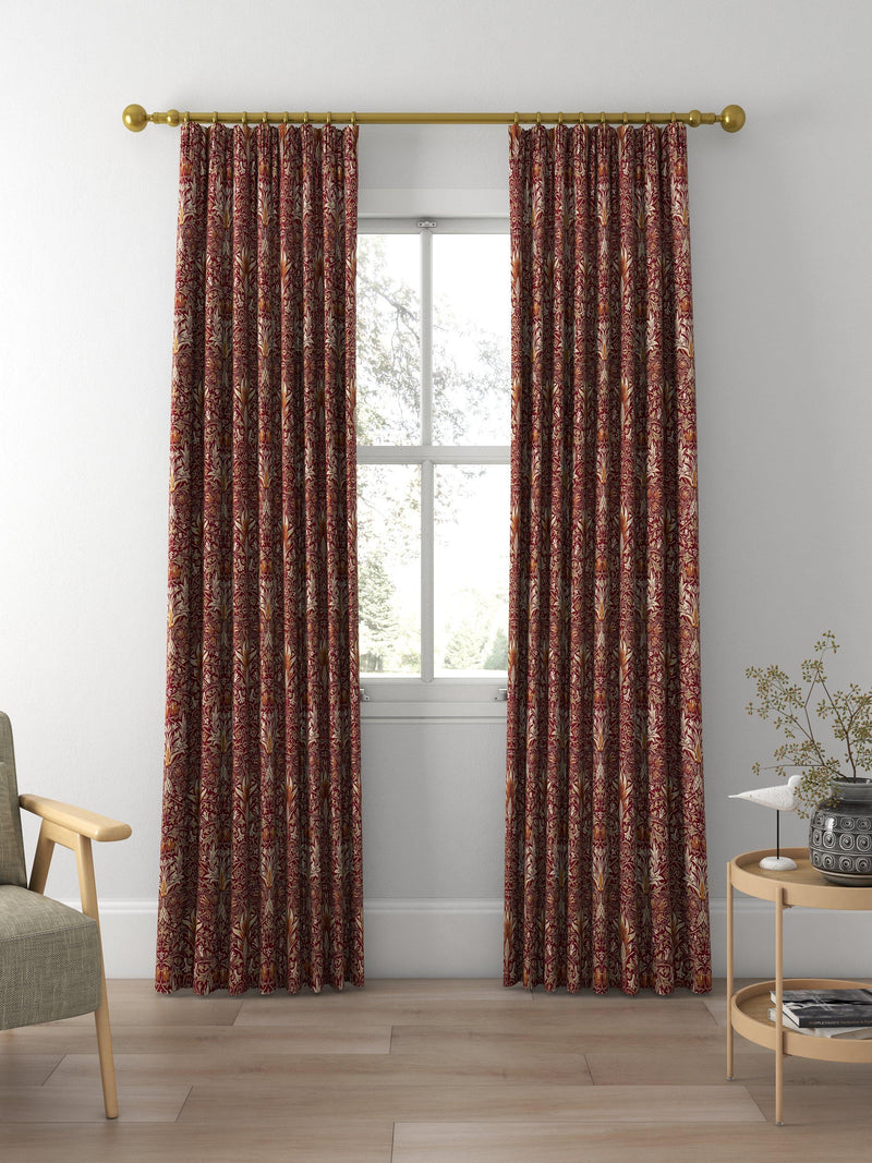 Morris & Co. Snakeshead curtains or roman blind claret/gold made to measure, imported from the UK