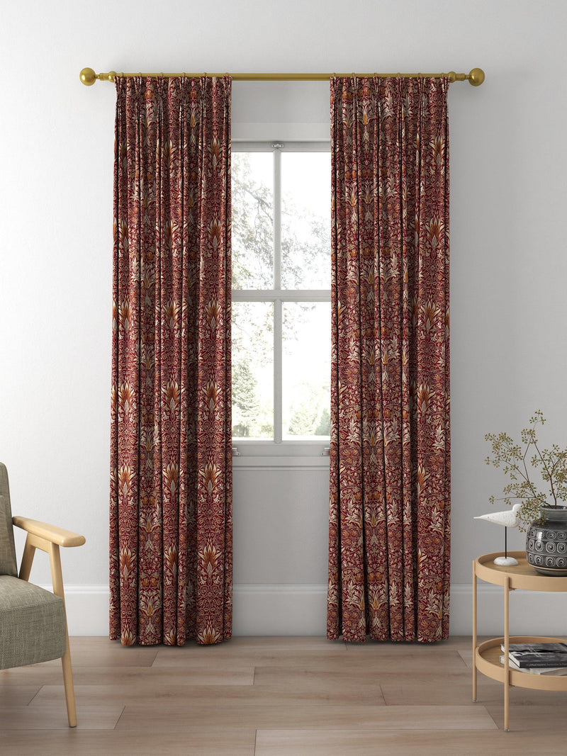 Morris & Co. Snakeshead curtains or roman blind claret/gold made to measure, imported from the UK