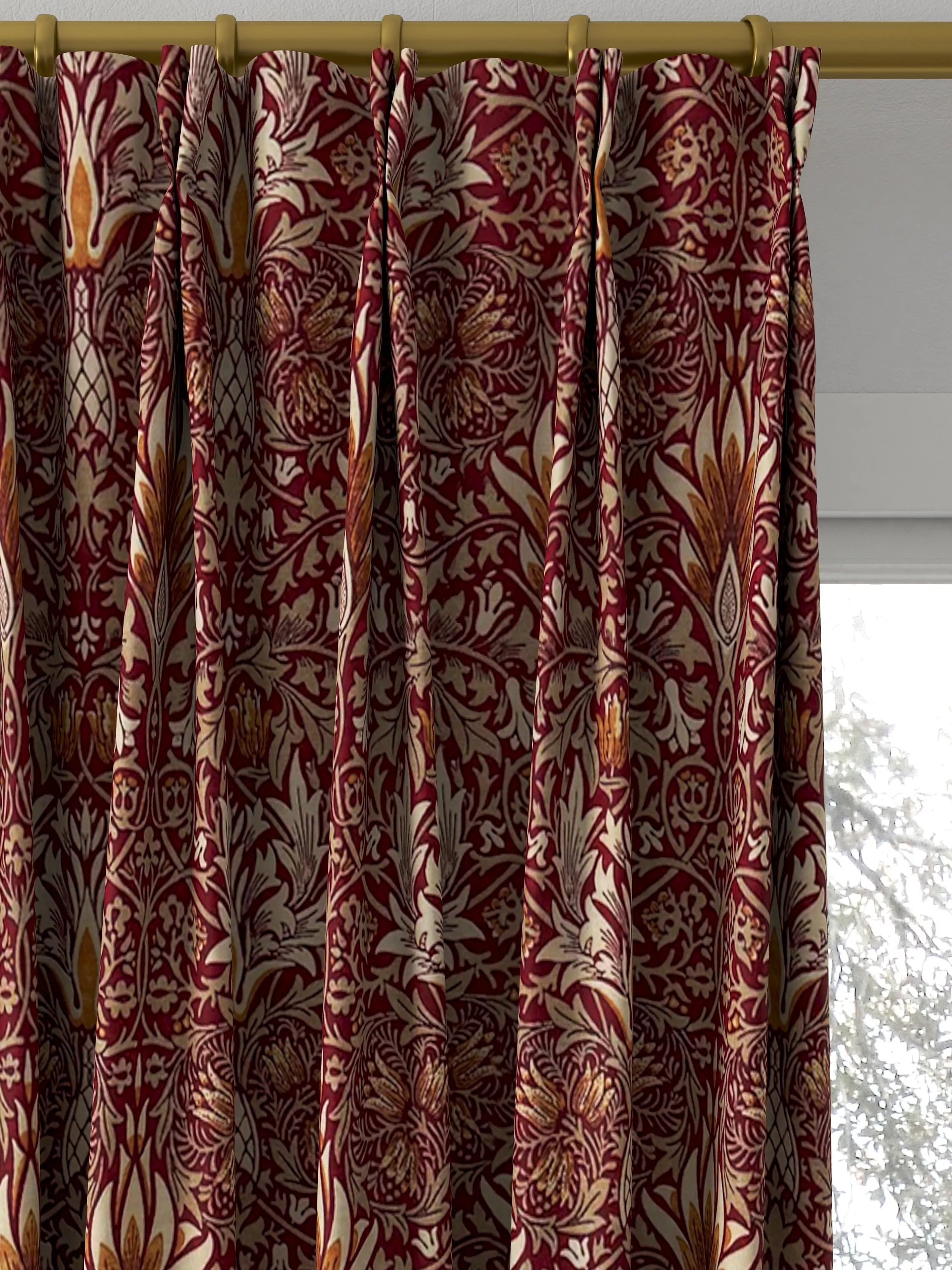 Morris & Co. Snakeshead curtains or roman blind claret/gold made to measure, imported from the UK