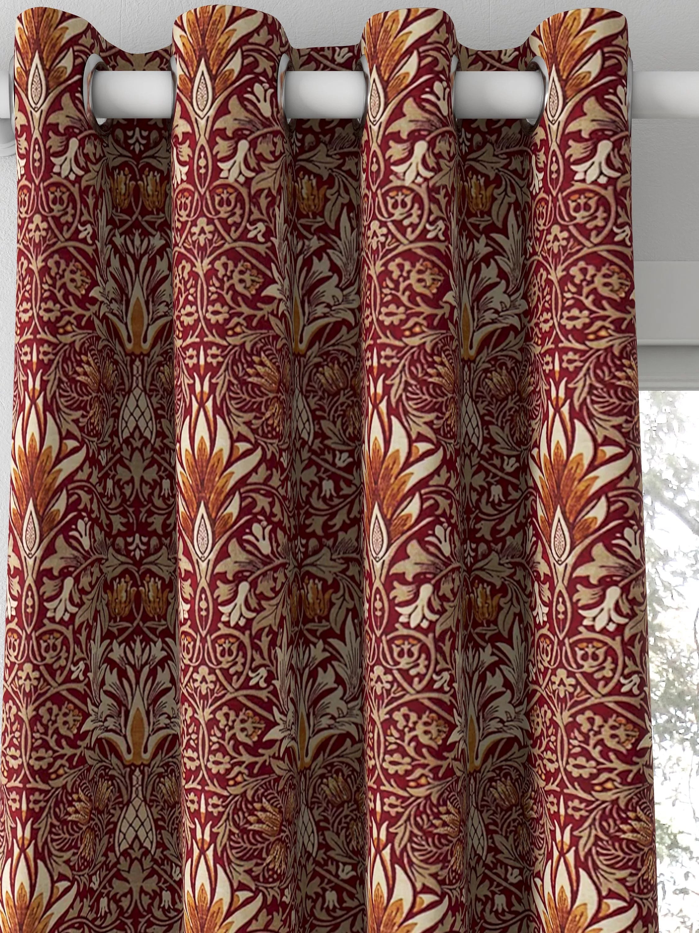 Morris & Co. Snakeshead curtains or roman blind claret/gold made to measure, imported from the UK