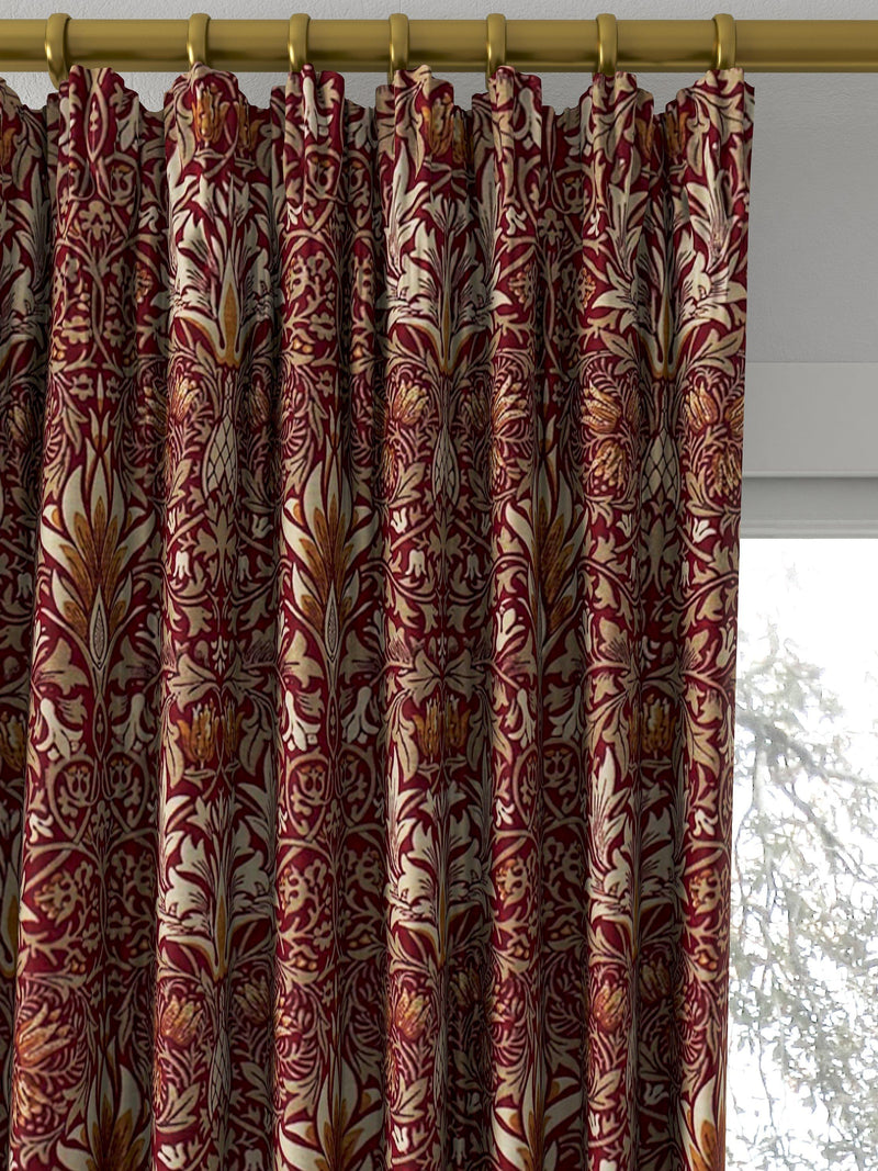 Morris & Co. Snakeshead curtains or roman blind claret/gold made to measure, imported from the UK