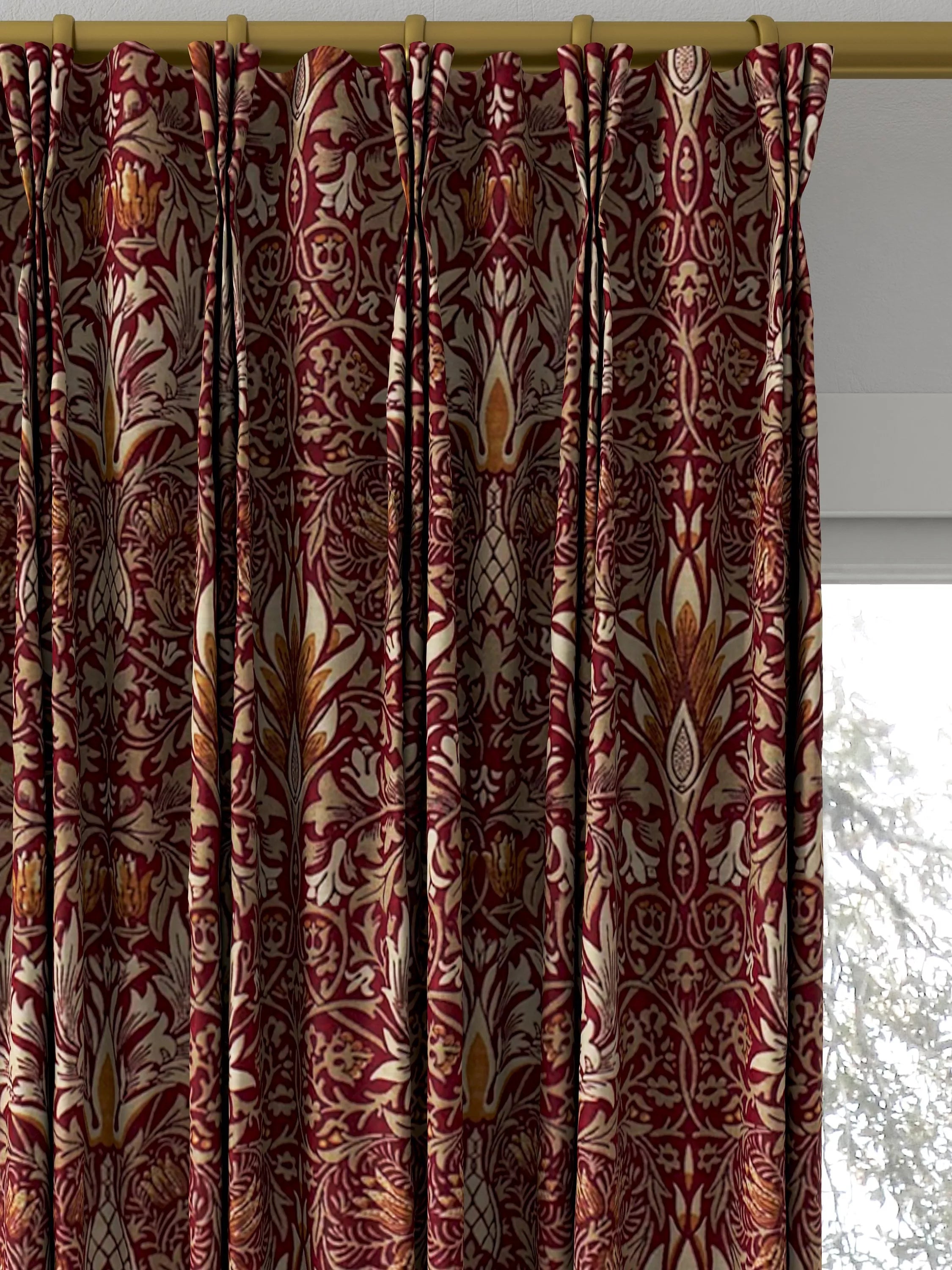 Morris & Co. Snakeshead curtains or roman blind claret/gold made to measure, imported from the UK