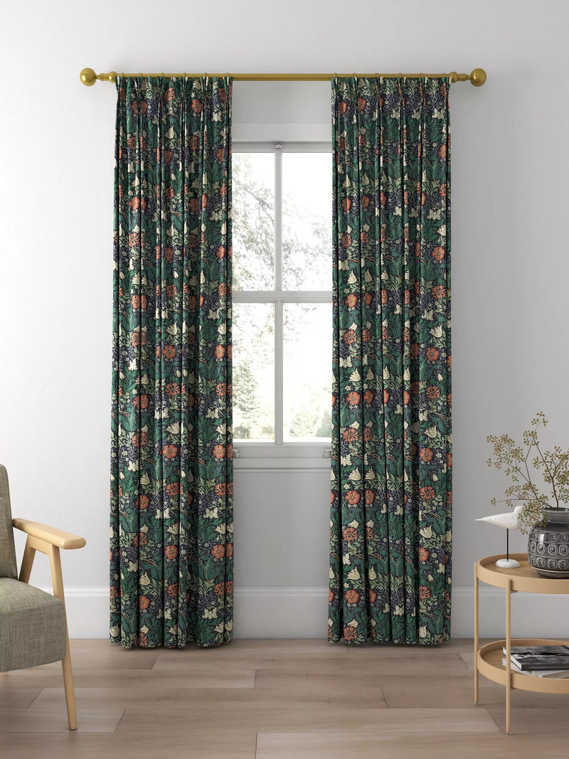 Morris & Co. Compton curtains indigo green floral pattern, made to measure - British product