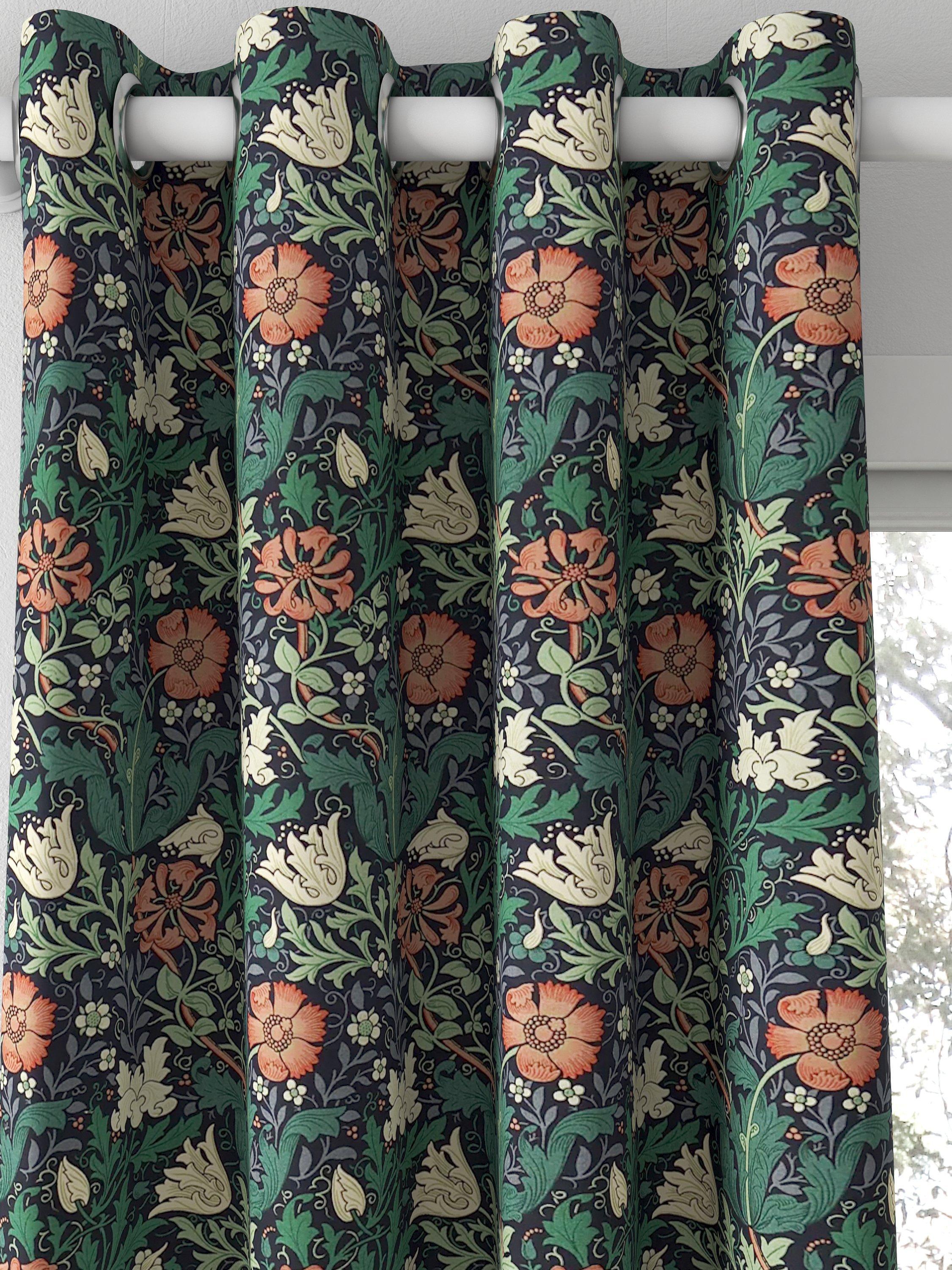 Morris & Co. Compton curtains indigo green floral pattern, made to measure - British product