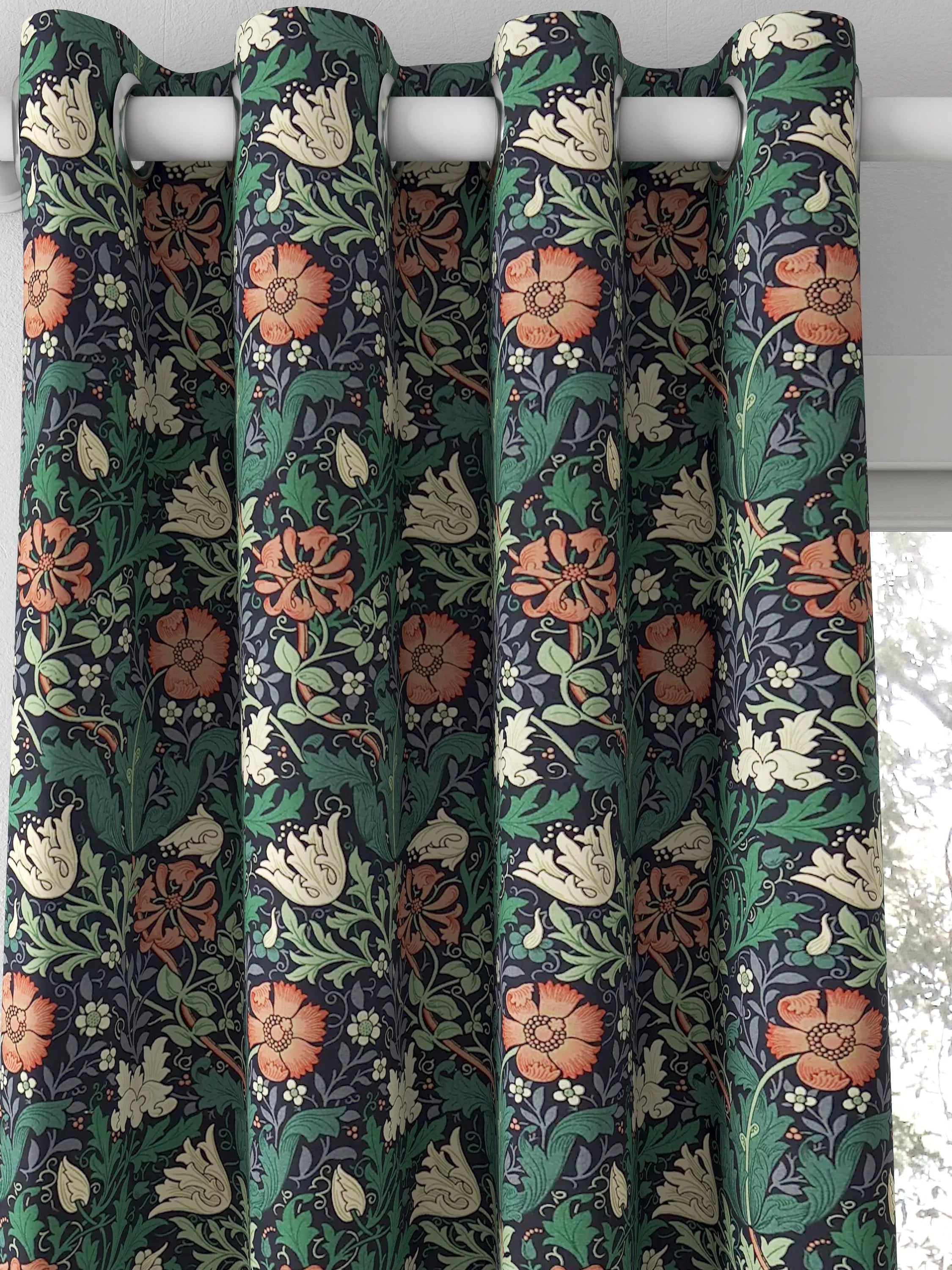 Morris & Co. Compton curtains indigo green floral pattern, made to measure - British product