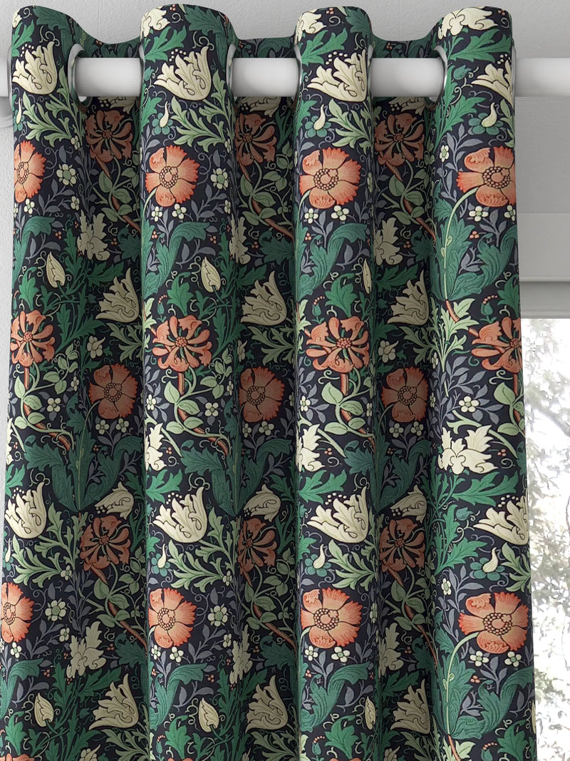 Morris & Co. Compton curtains indigo green floral pattern, made to measure - British product