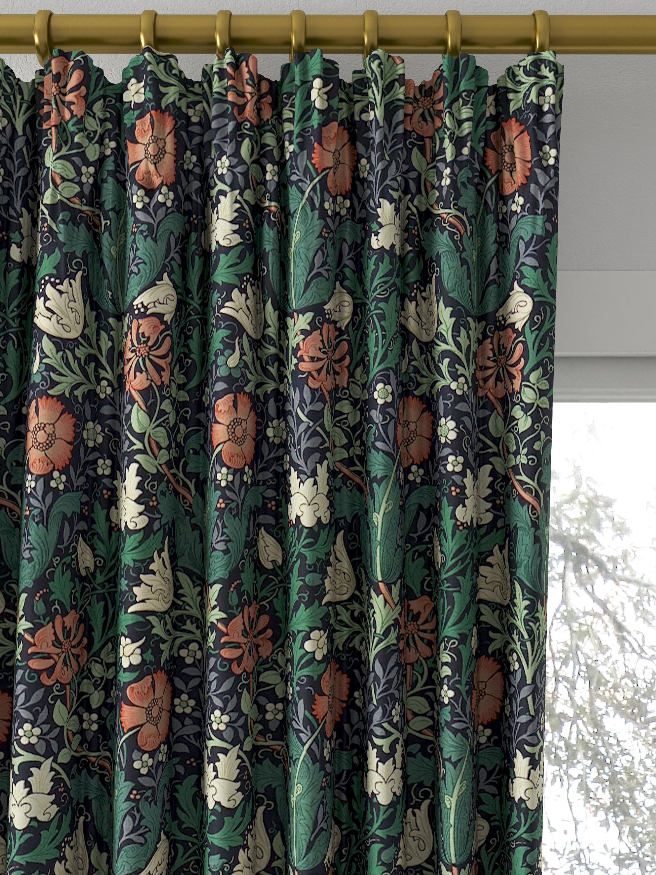 Morris & Co. Compton curtains indigo green floral pattern, made to measure - British product