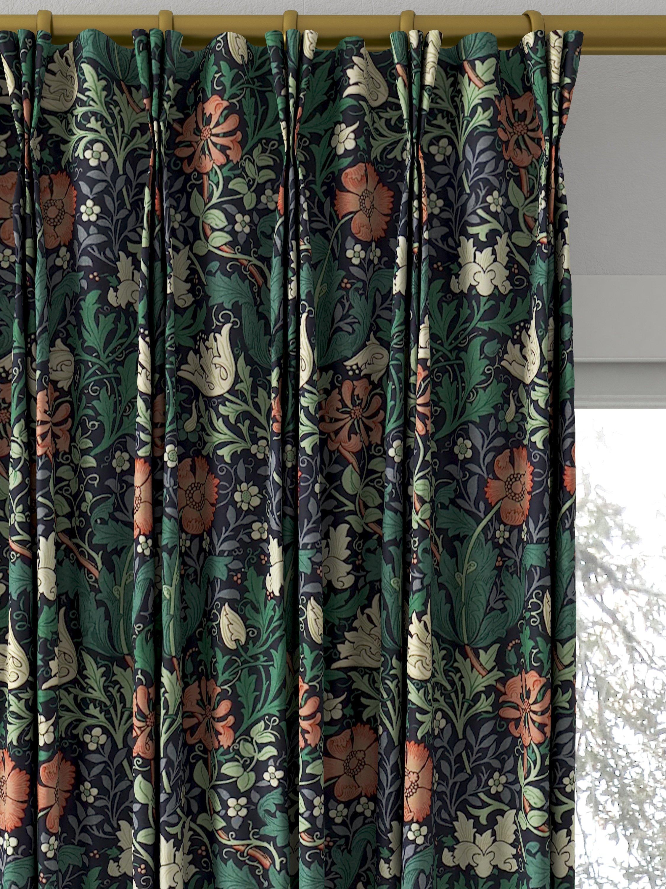 Morris & Co. Compton curtains indigo green floral pattern, made to measure - British product