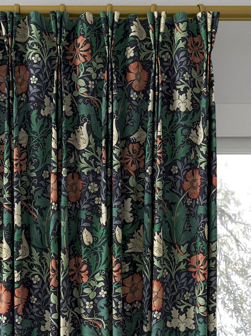 Morris & Co. Compton curtains indigo green floral pattern, made to measure - British product
