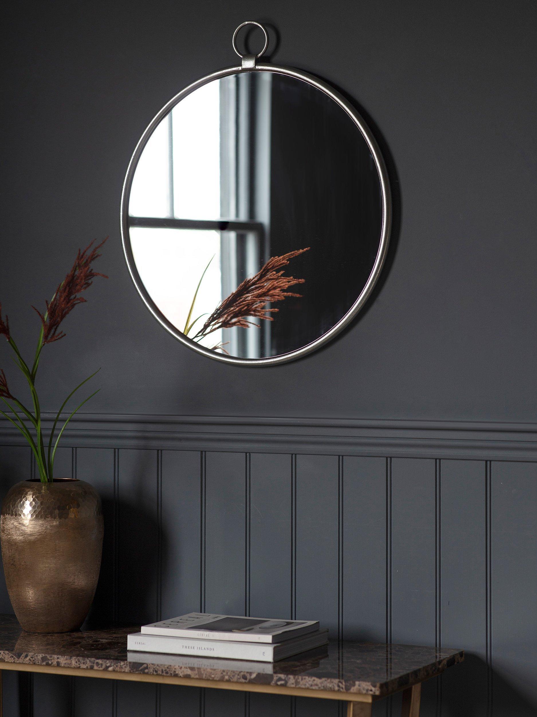 Gallery Direct round wall mirror chrome effect 61cm, imported from the UK