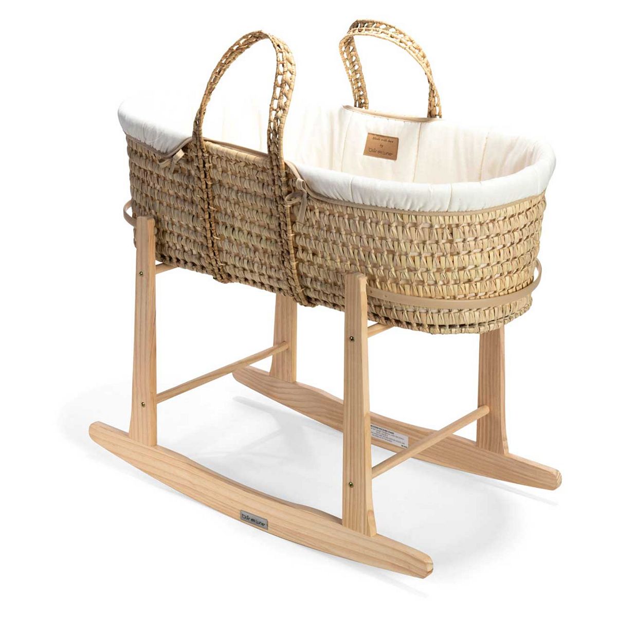 Clair de Lune Cream Organic Palm Moses Basket with Rocking Stand GOODS Boots   