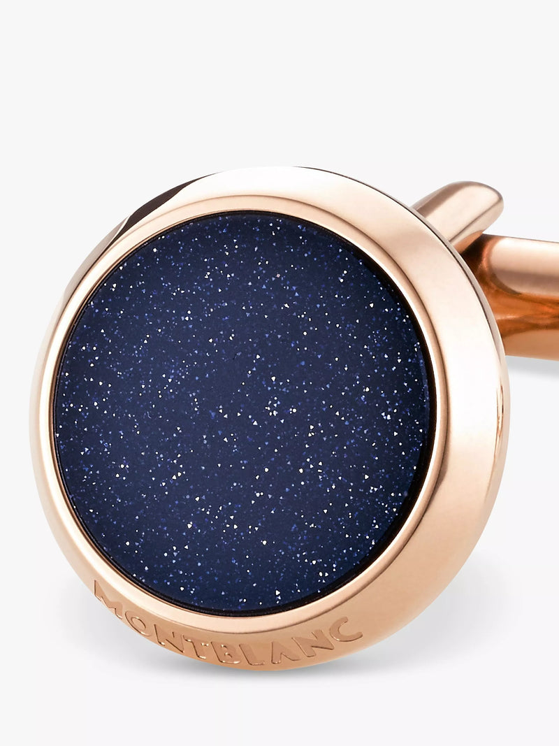 Montblanc Meisterstück round cufflinks rose gold blue goldstone, imported from the UK
