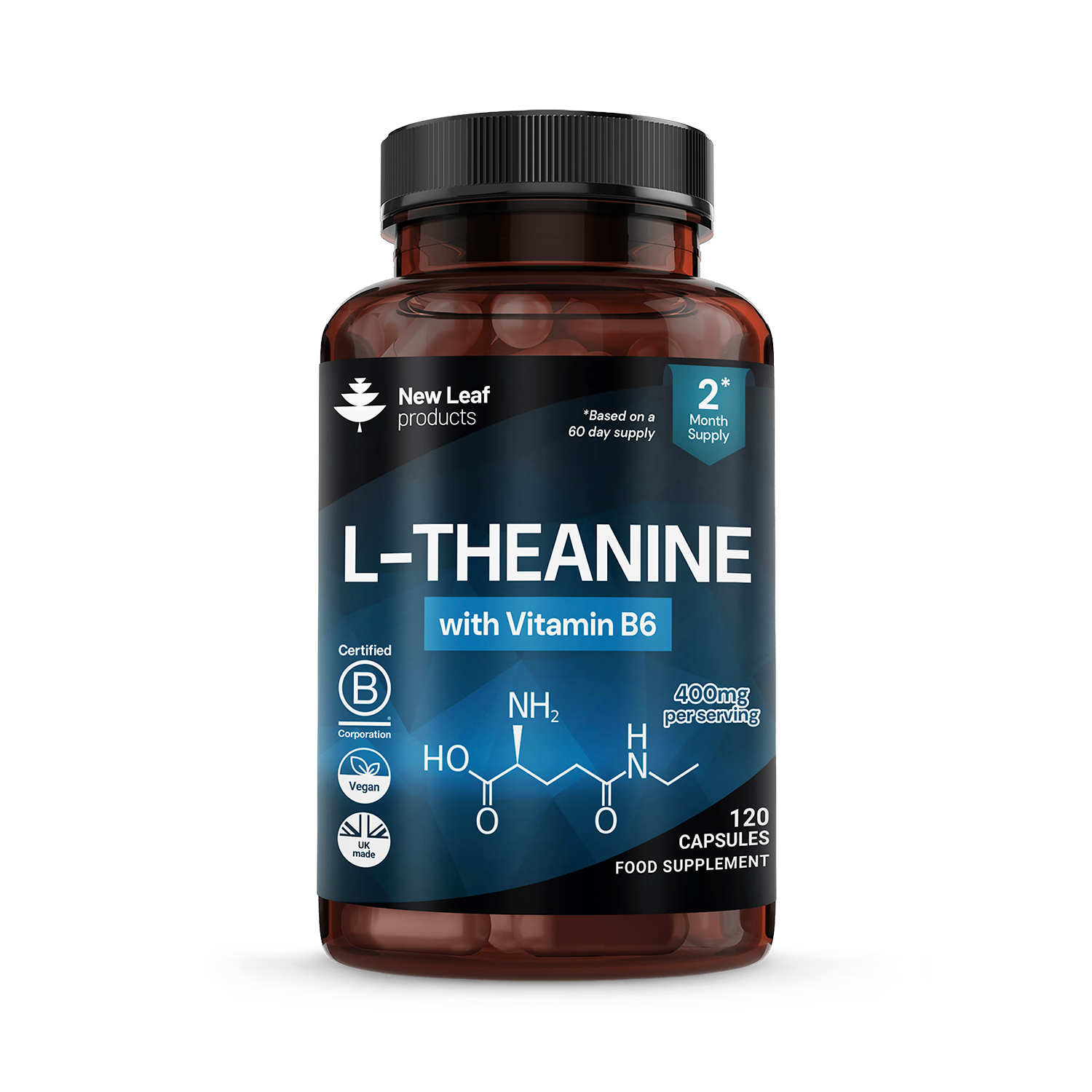 New Leaf L-Theanine 120 capsules (British brand)