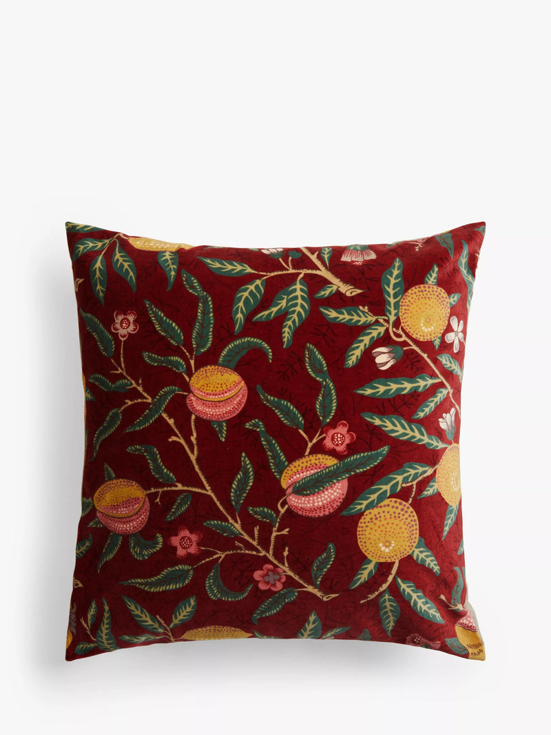 Morris & Co. Velvet Fruit Cushion Indigo Slate 50x50cm