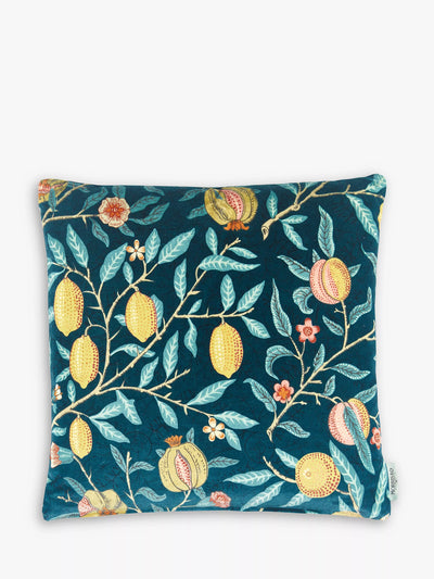 John Lewis Morris & Co. Velvet Fruit Cushion Indigo Slate 50x50cm- Buy online at McGrocer