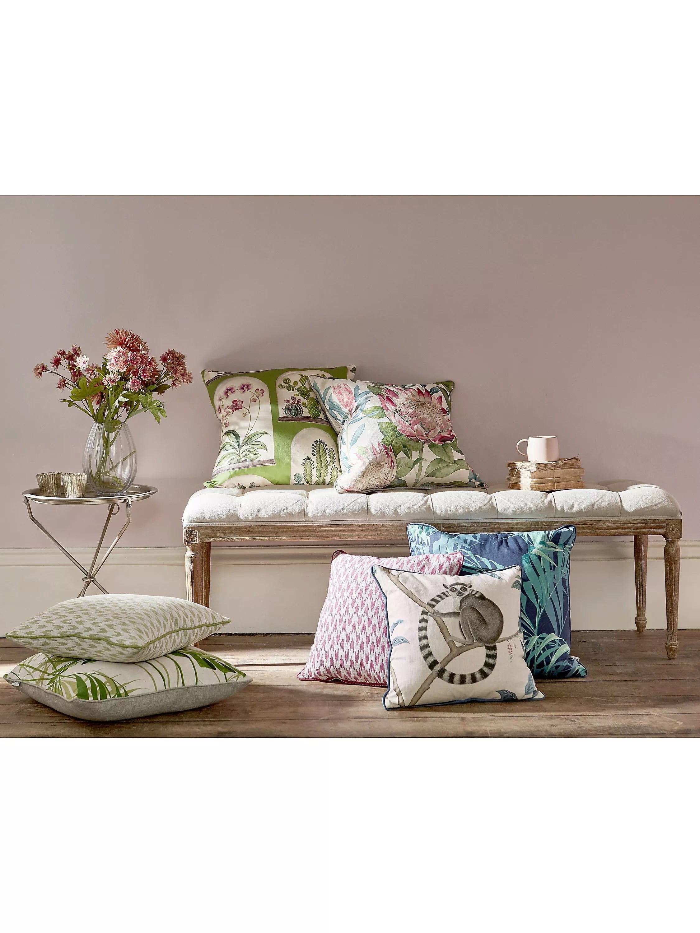 Sanderson lemur cushion blue 43cm, UK version