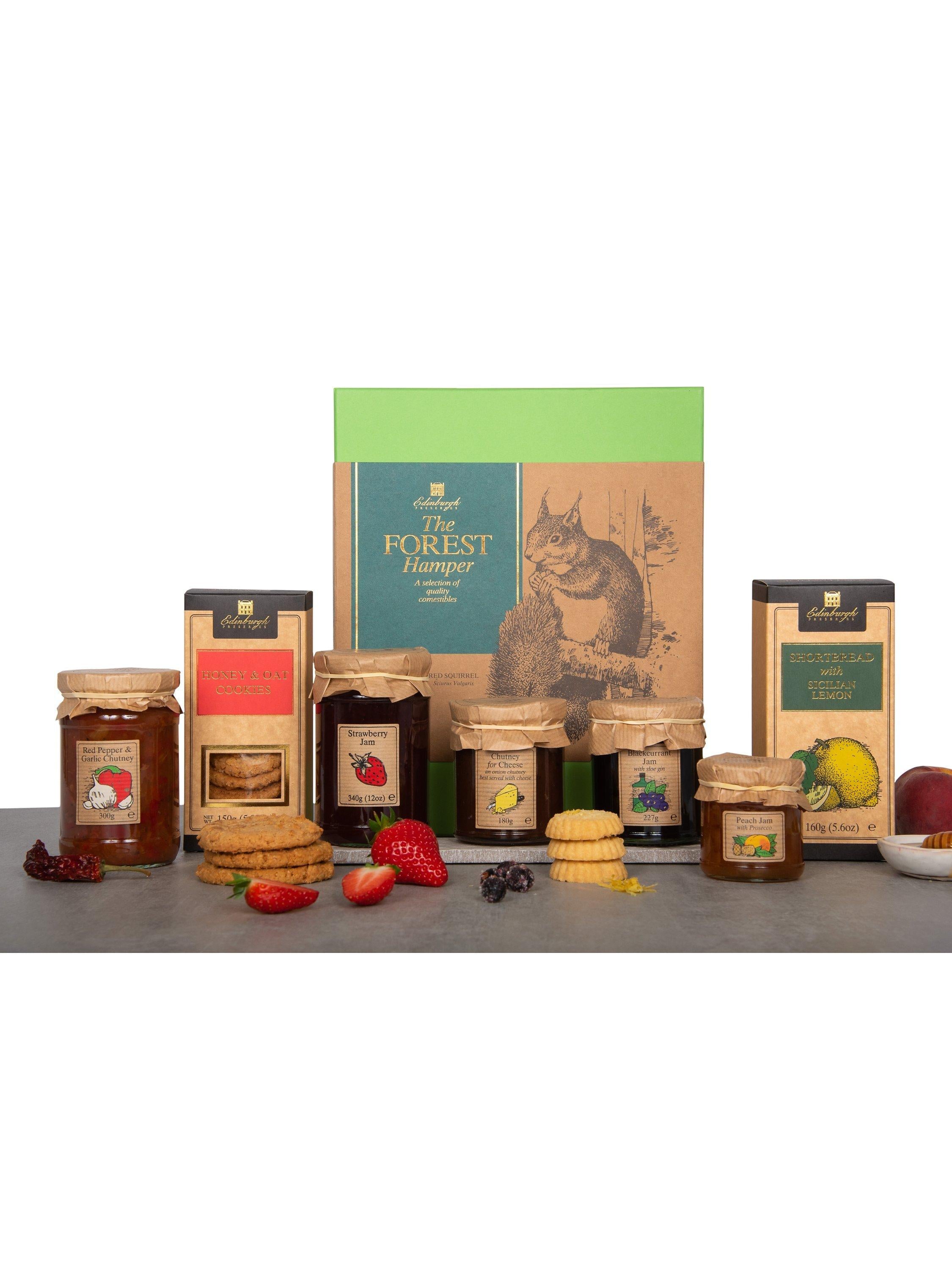 Edinburgh Preserves gift hamper with assorted preserves and biscuits - British product