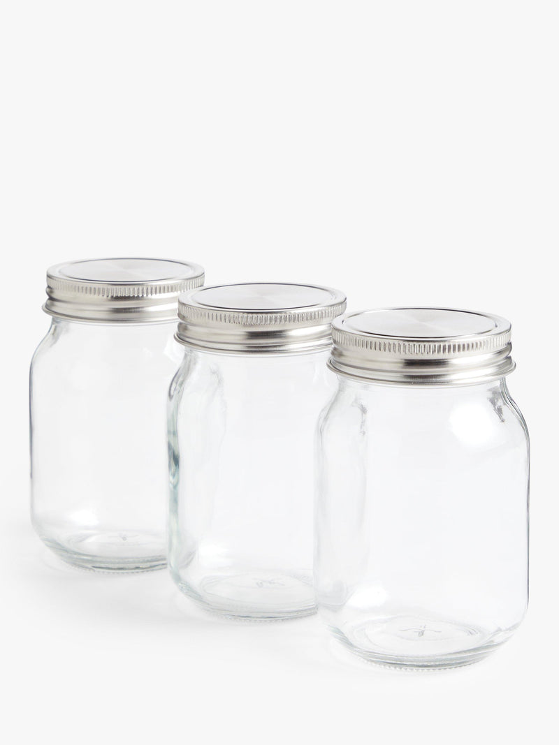 John Lewis clear glass storage jars set of three 500ml, UK version