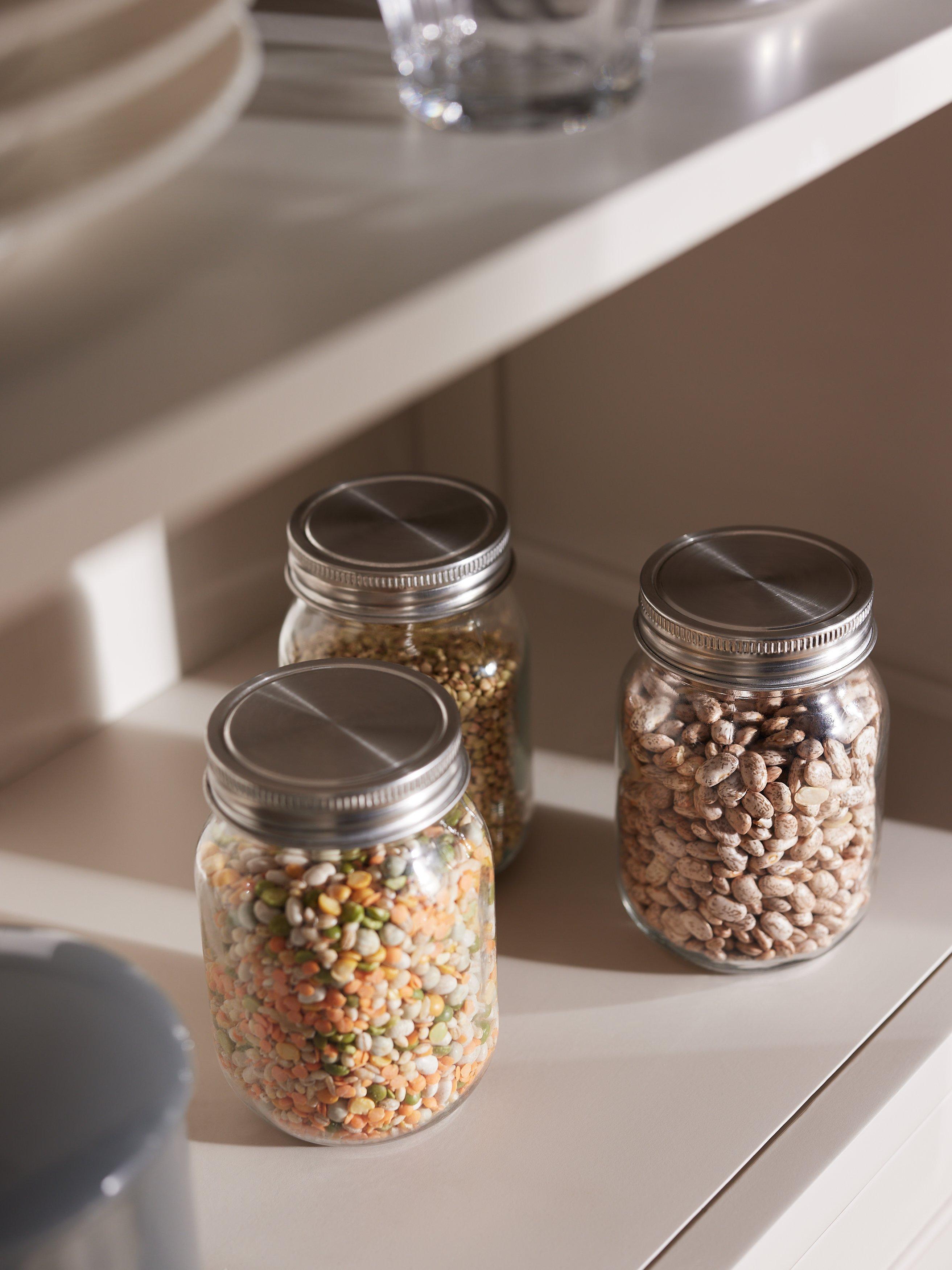 John Lewis clear glass storage jars set of three 500ml, UK version