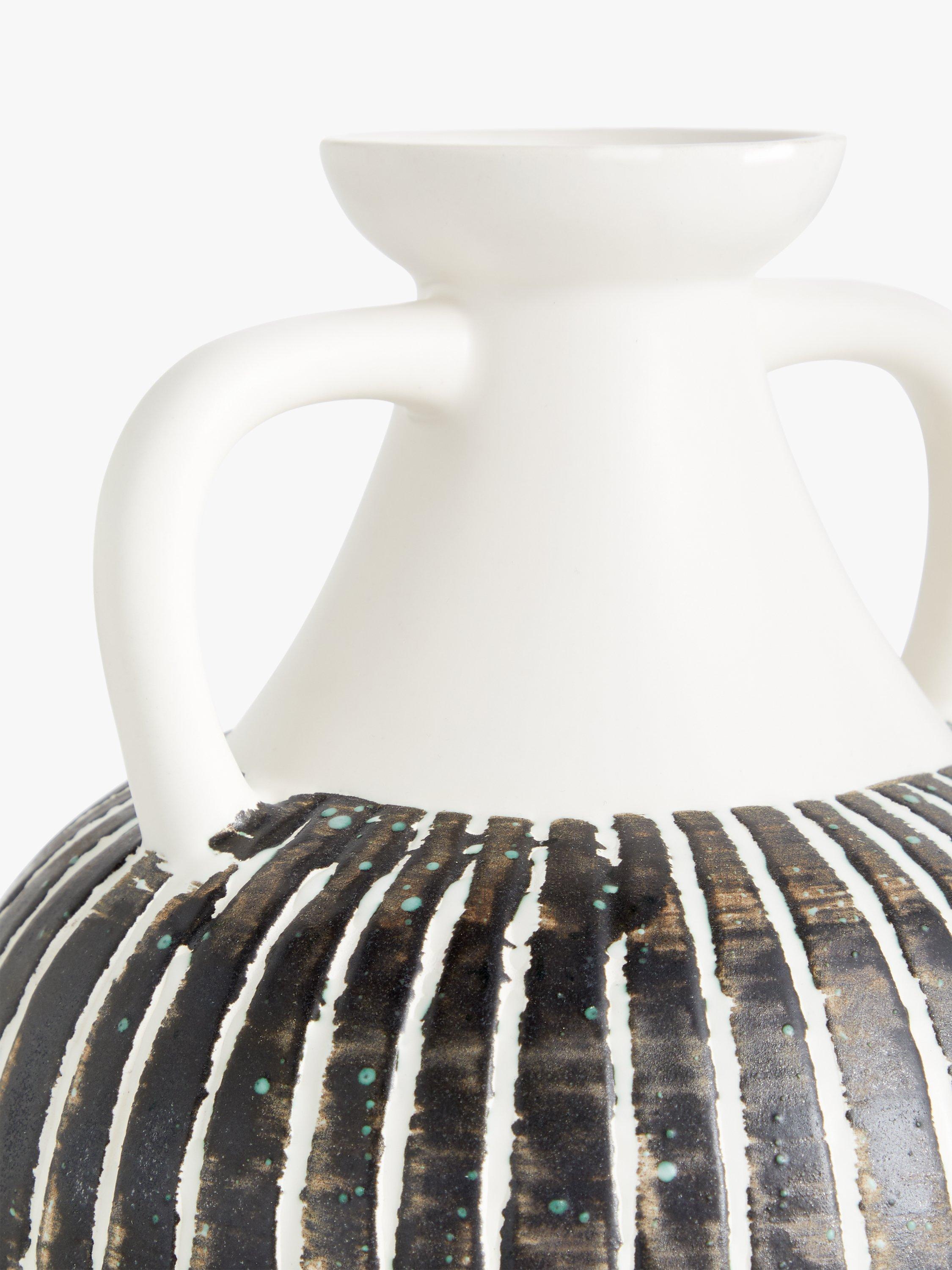 John Lewis Stripe Earthenware Vase Multi H23.5cm, UK version