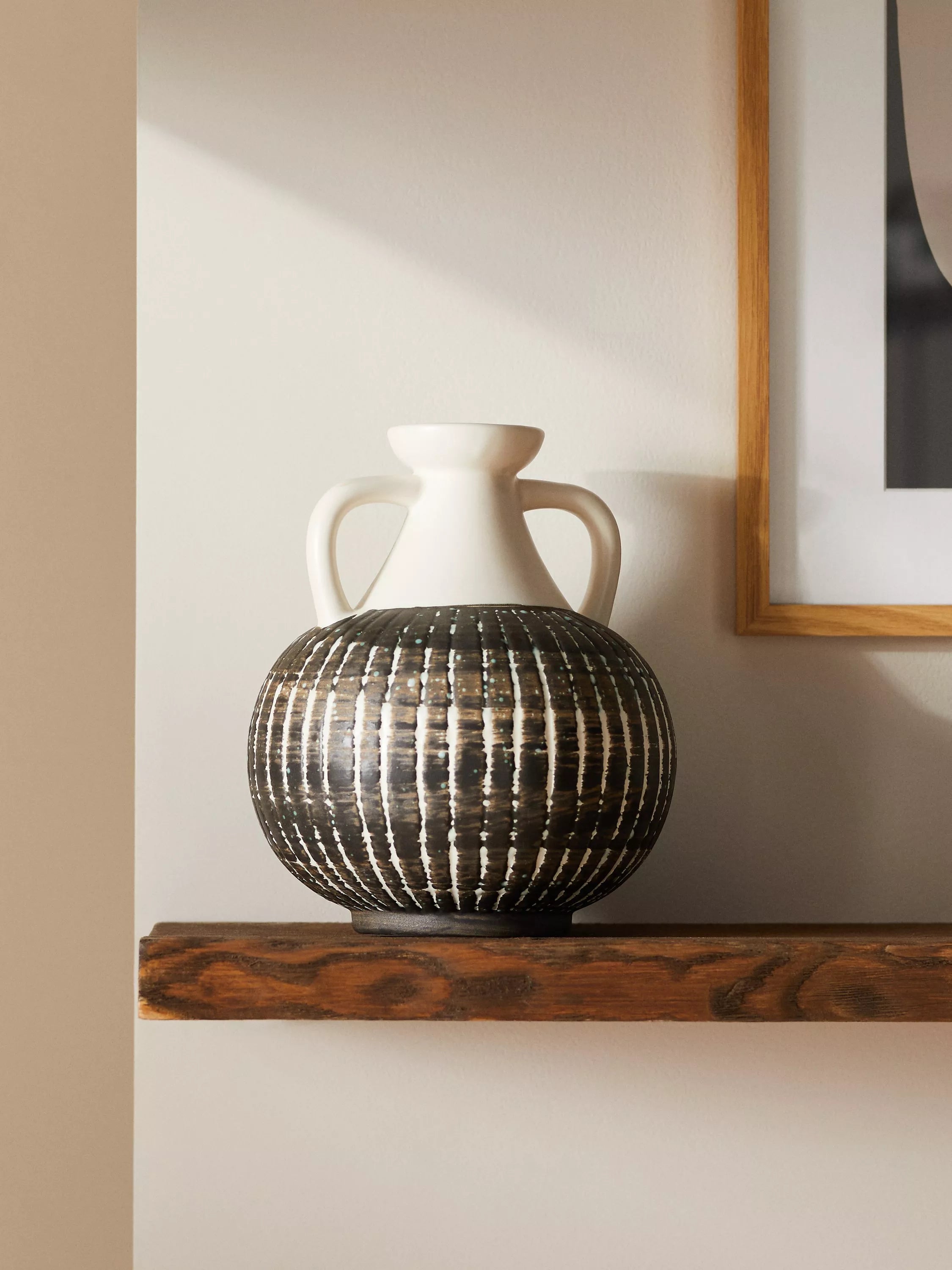 John Lewis Stripe Earthenware Vase Multi H23.5cm, UK version