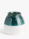 John Lewis half dip earthenware vase 19cm blue and white, UK version