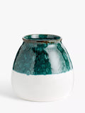 John Lewis Half Dip Earthenware Vase, H19cm, Blue/White